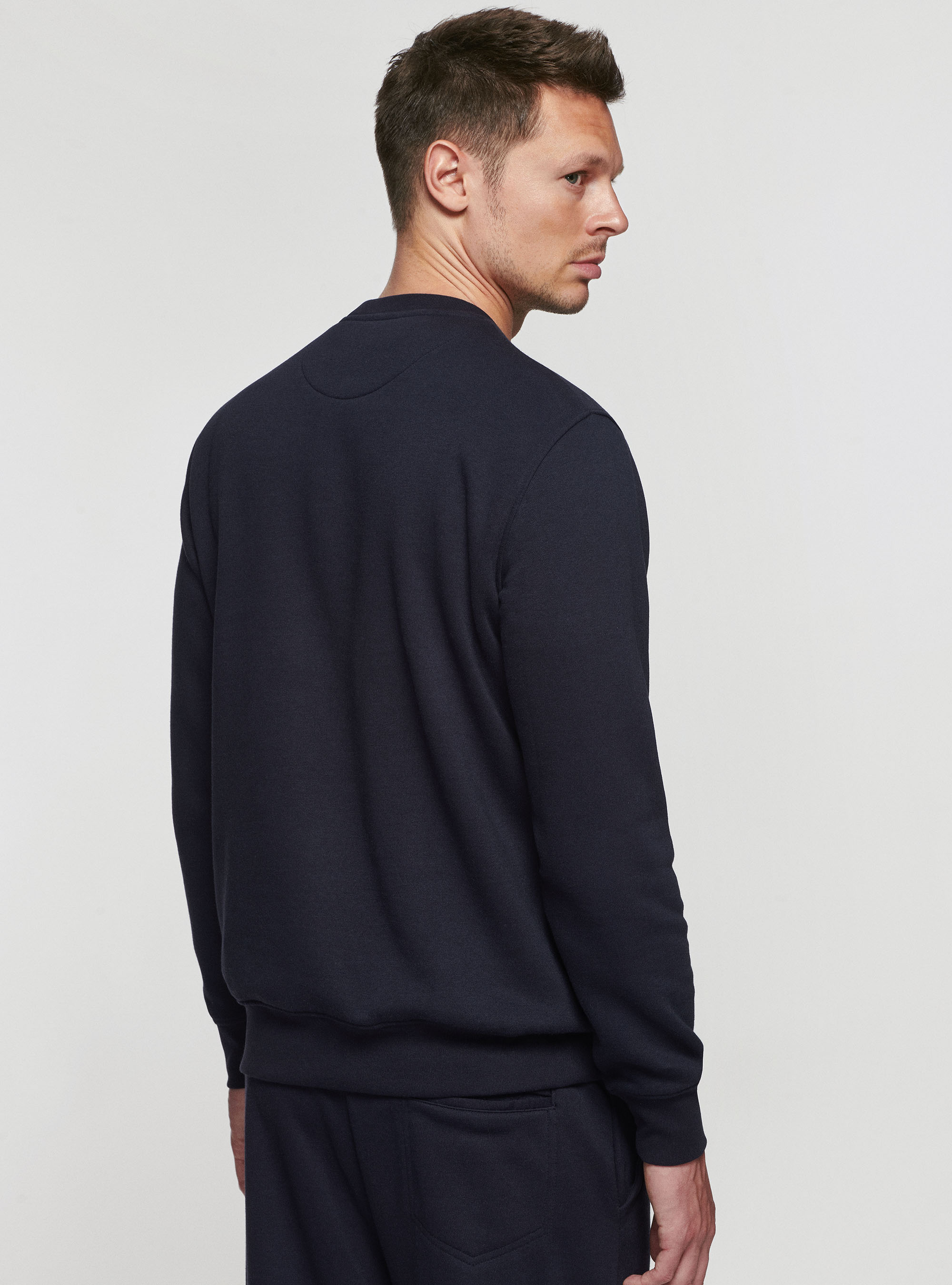 Branded round-neck sweatshirt, NAVY BLUE