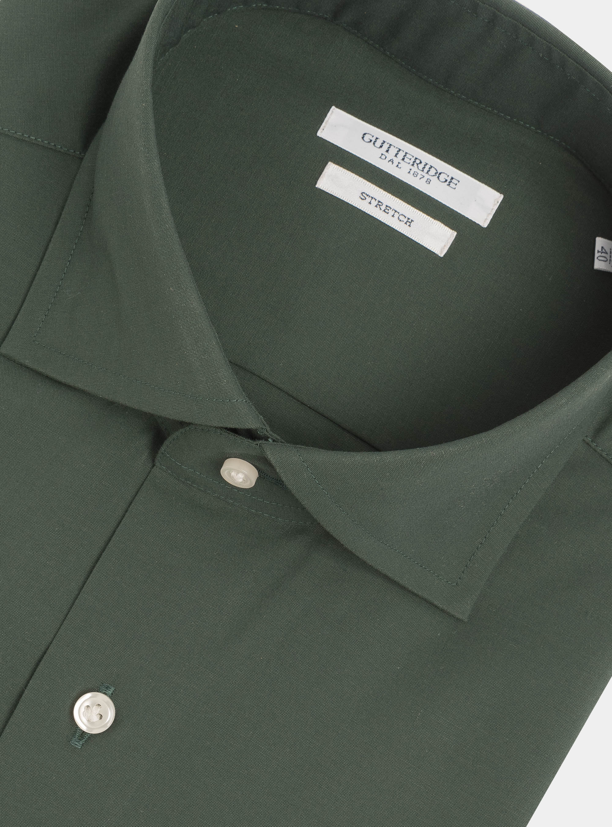 Camicia slim fit in popeline di cotone stretch, MILITARE 0609C