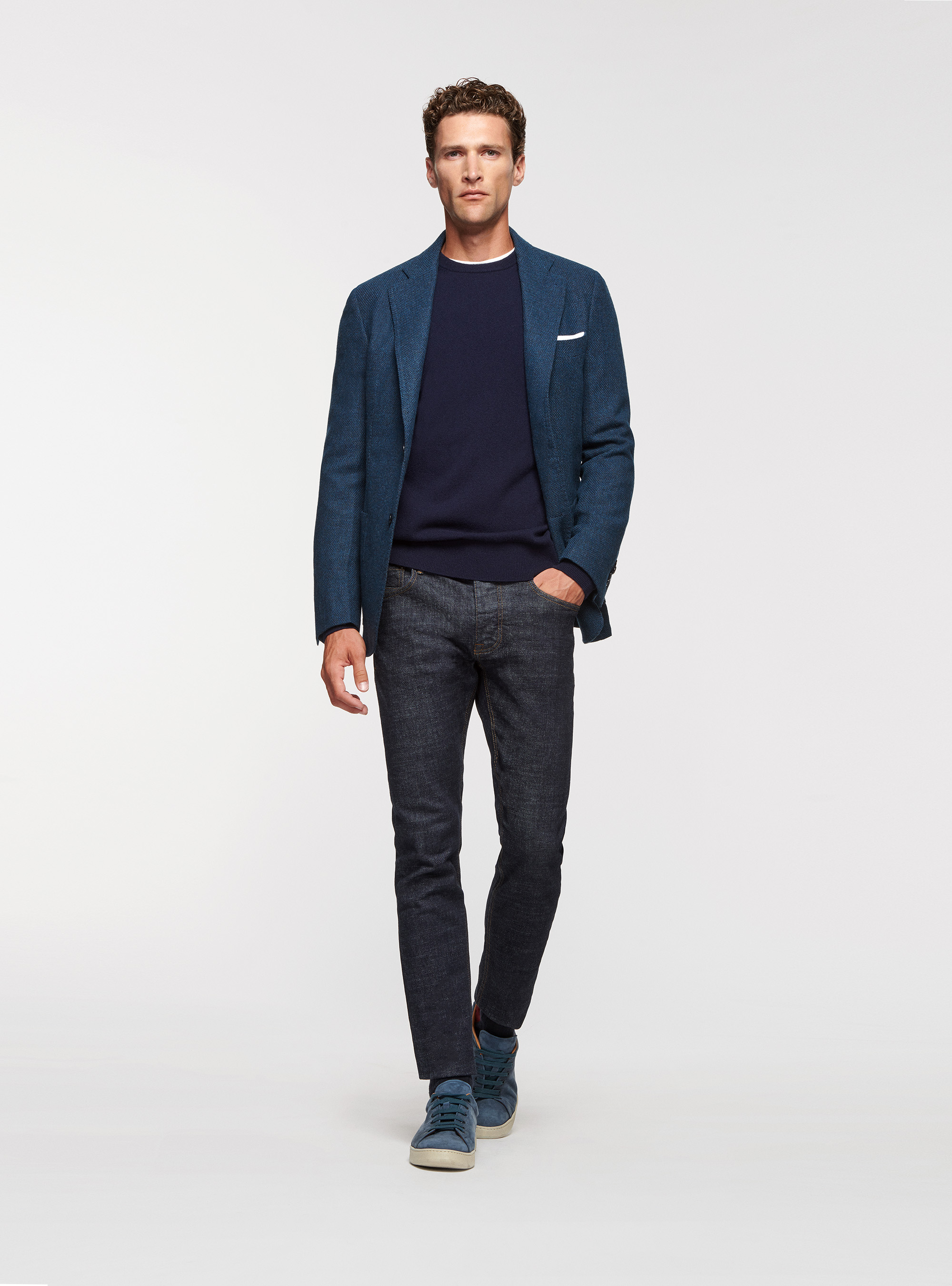 Cotton wool and cashmere blazer, INK