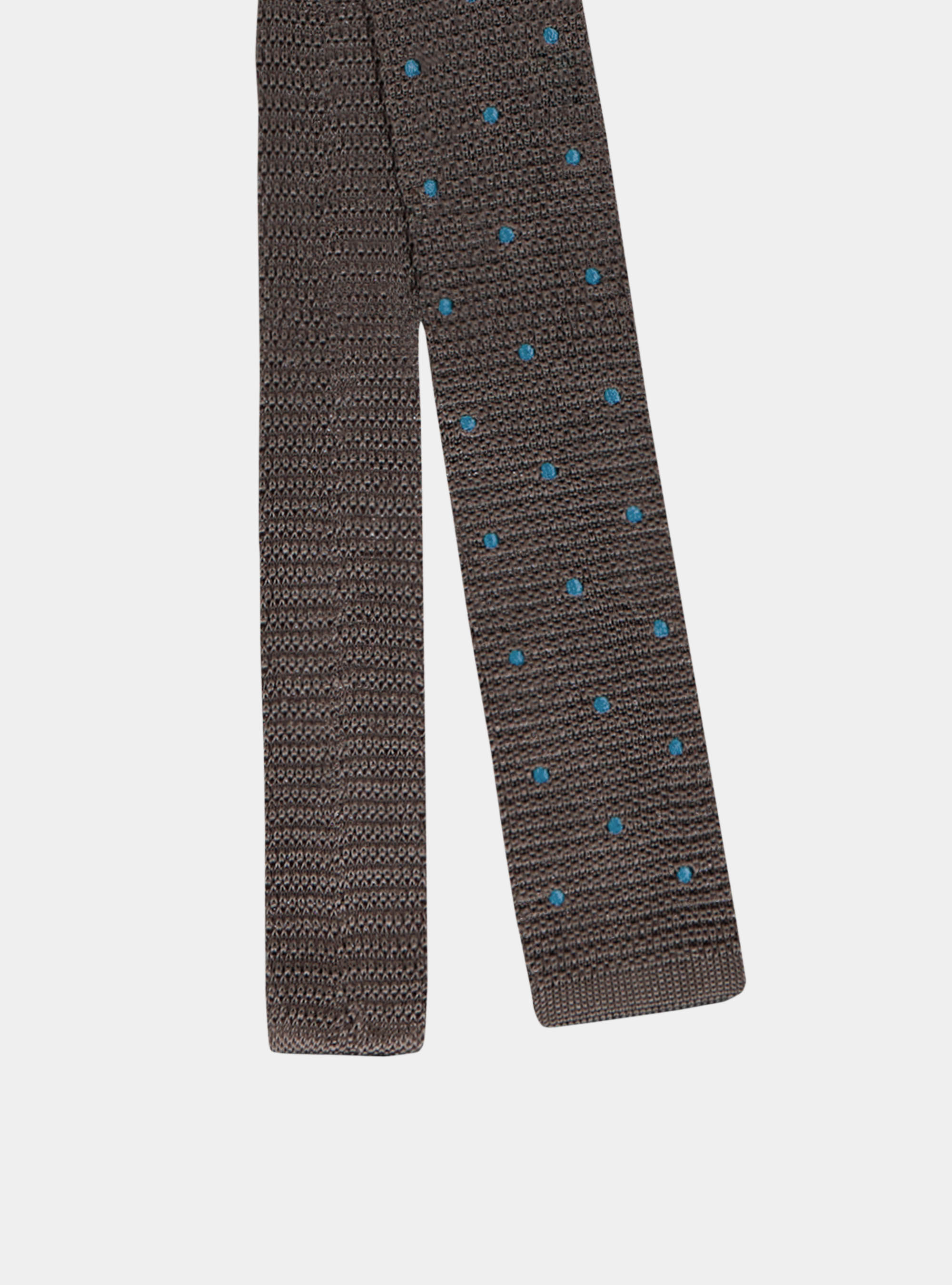 Cravate tressée à pois, MARRON