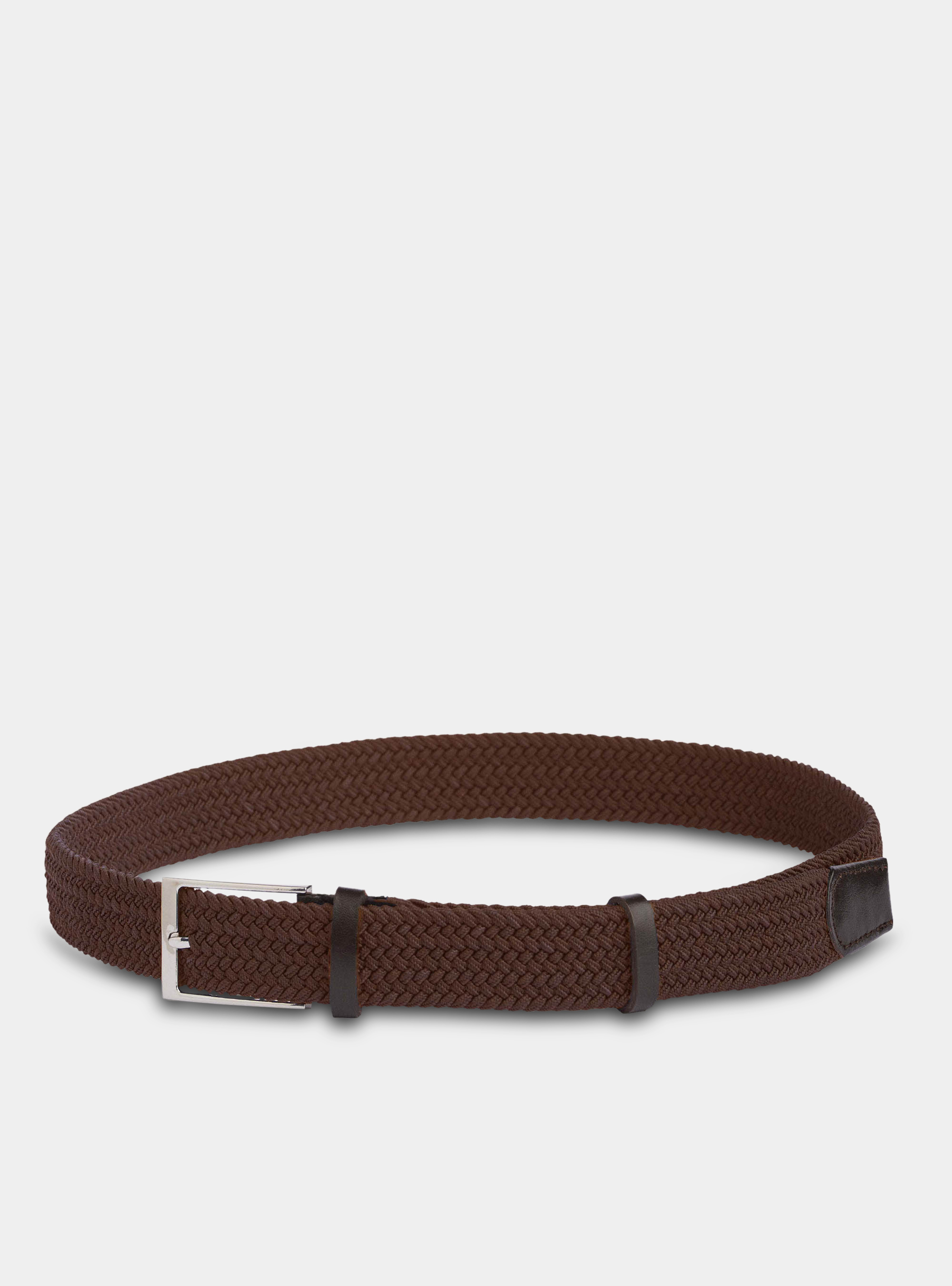 Elasticated belt with logo detail, BROWN