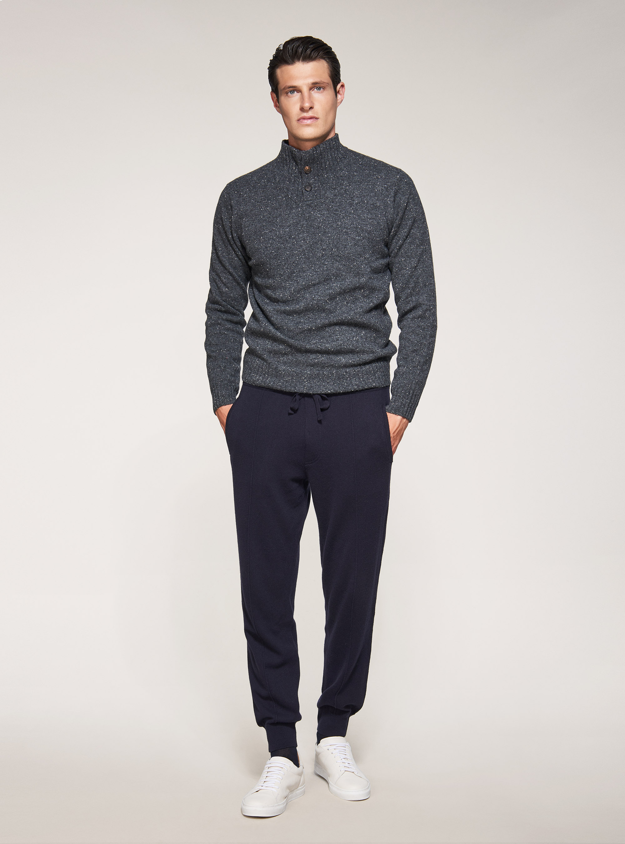 Cashmere wool jogging trousers, NAVY BLUE