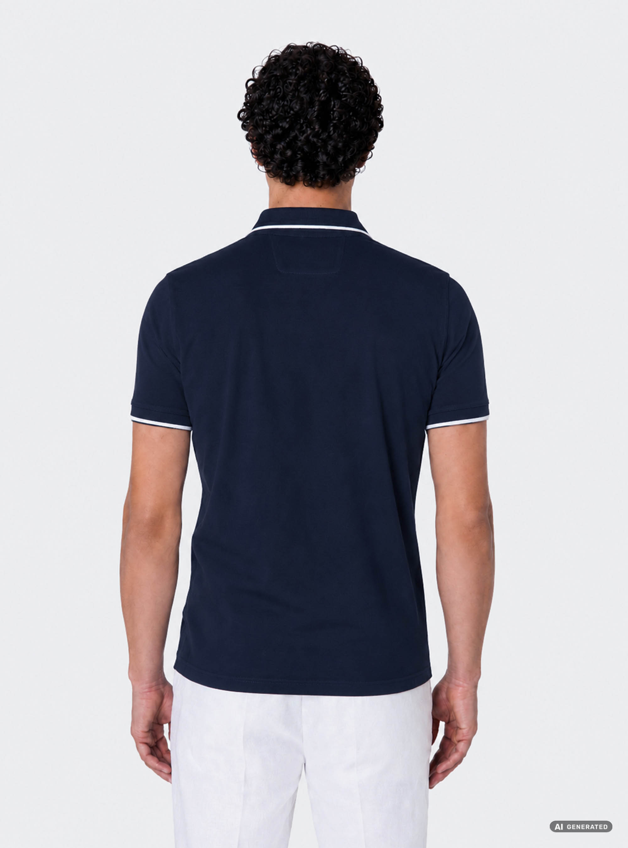 GT01 buttonless stretch pique polo shirt, NAVY BLUE