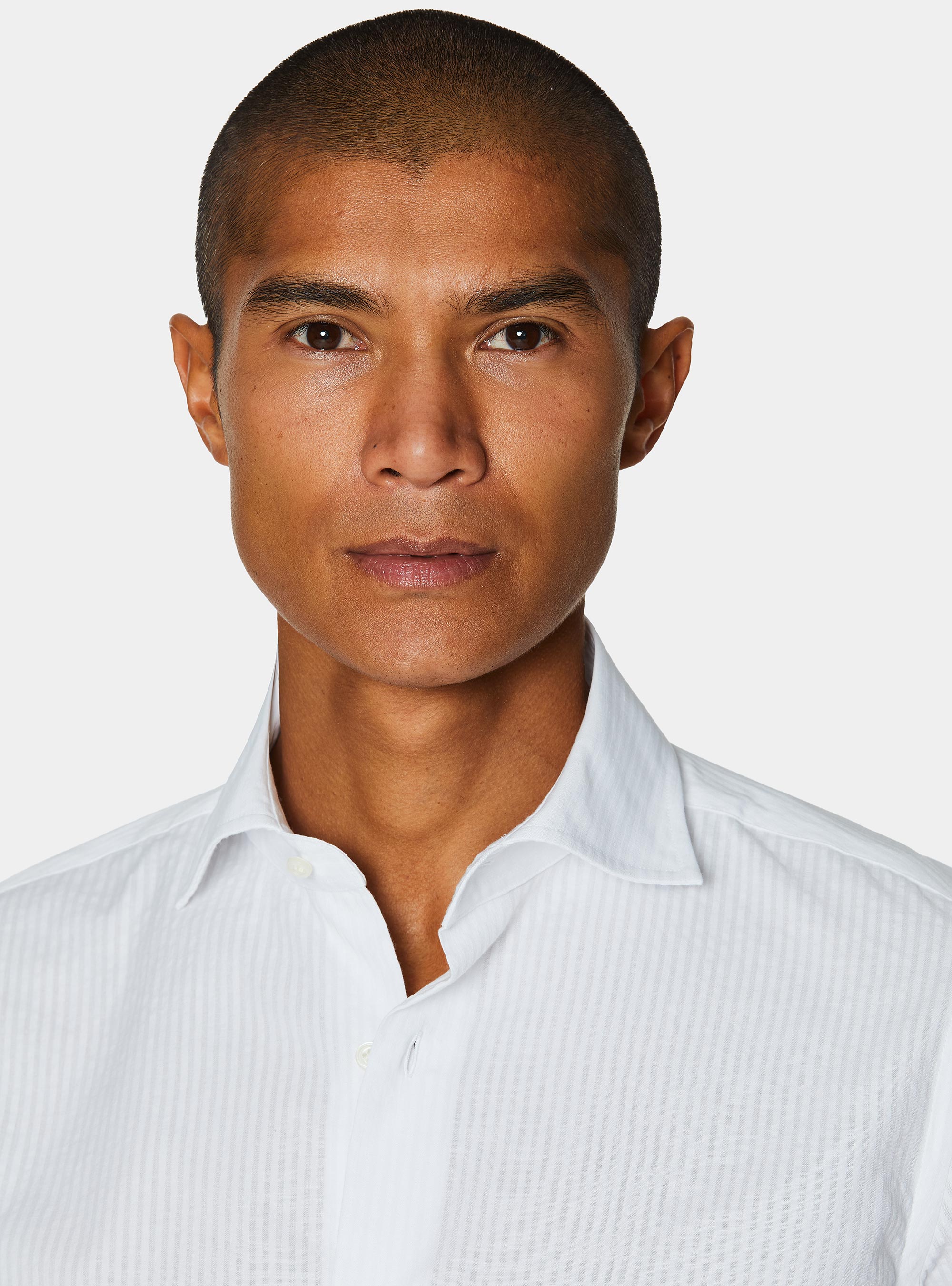 Camicia in cotone seersucker, BIANCO