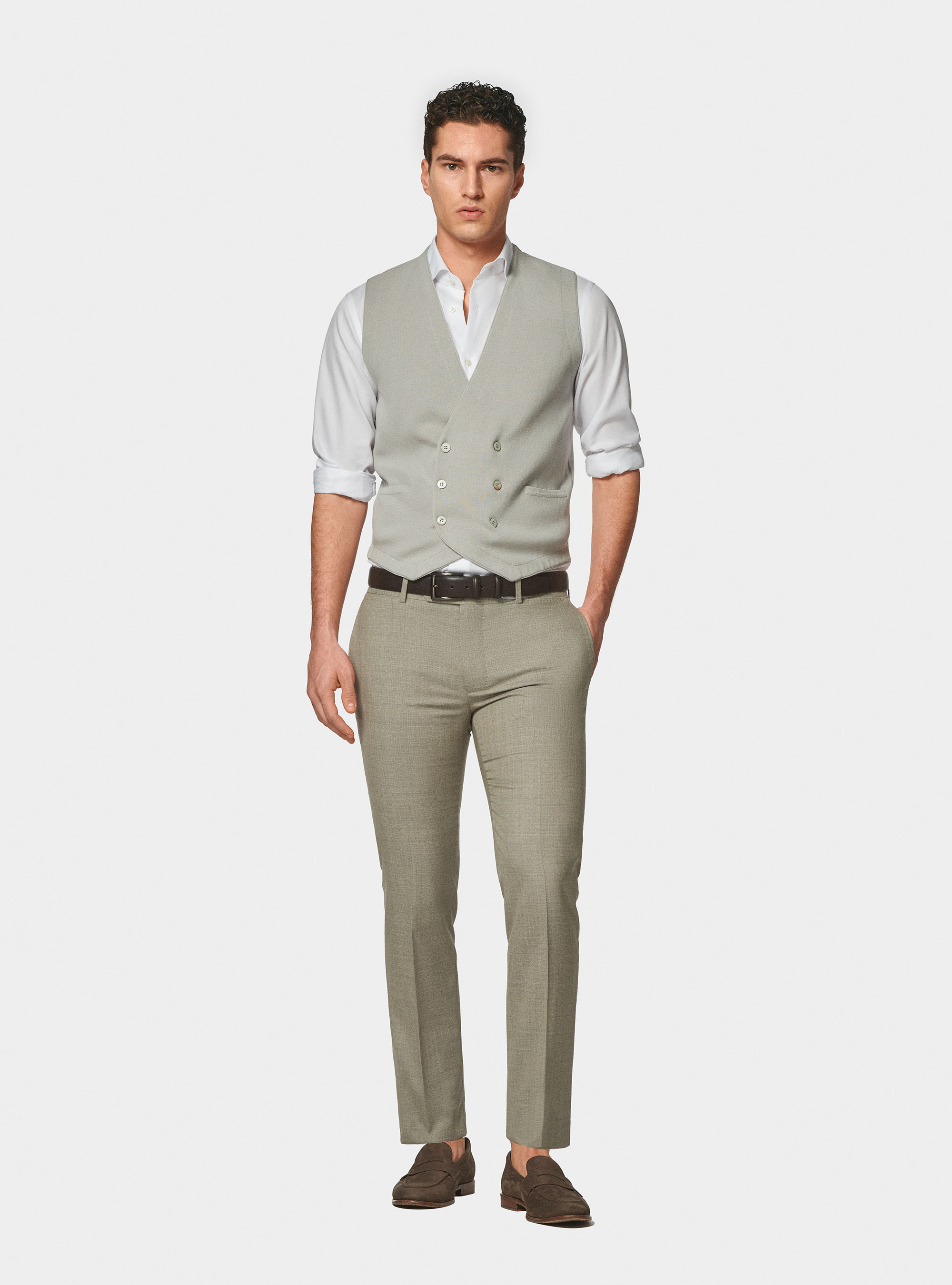 Gilet doppiopetto in maglia di cotone, PERLA 0178C