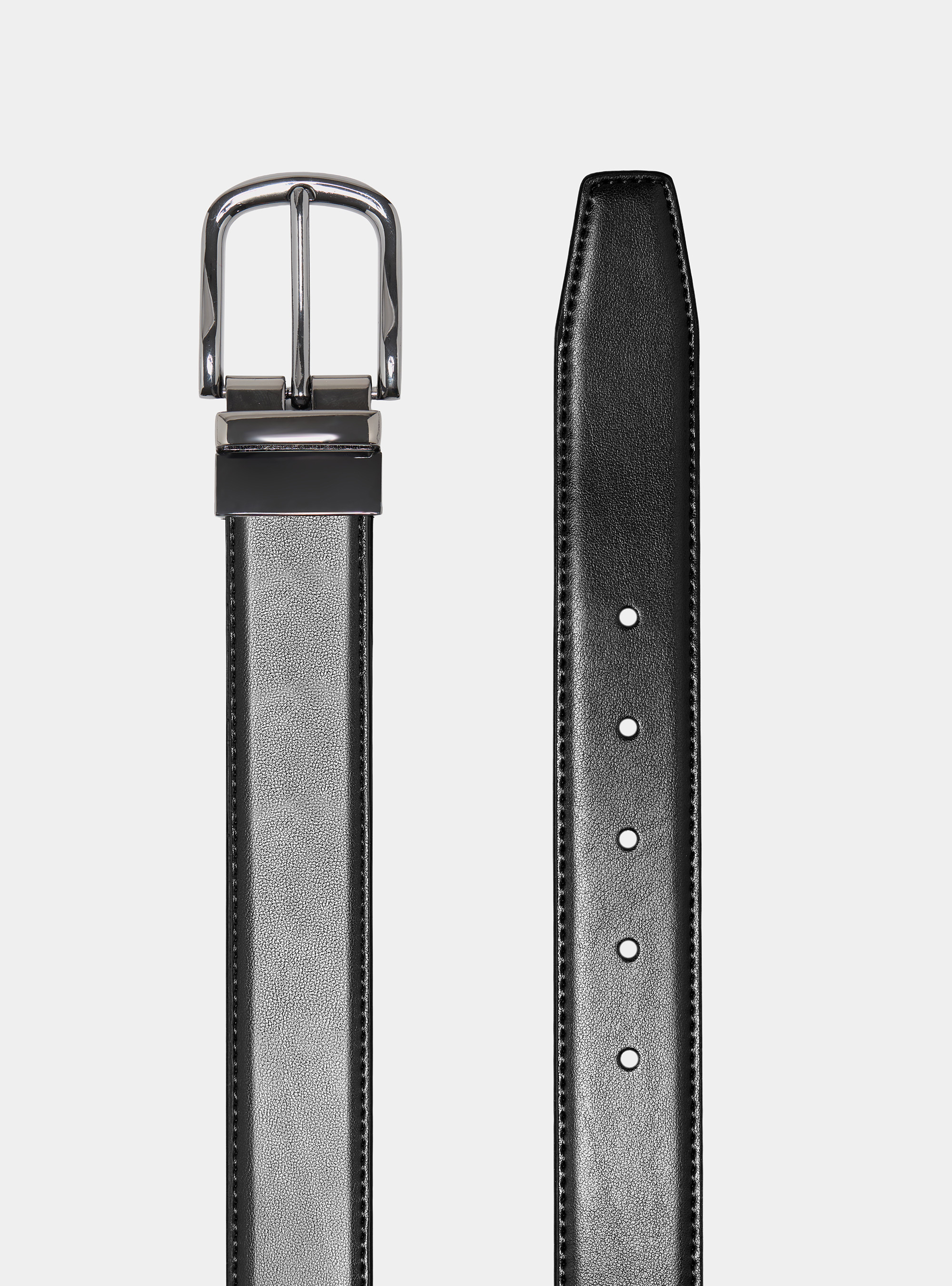 Reversible leather and suede belt, BLACK