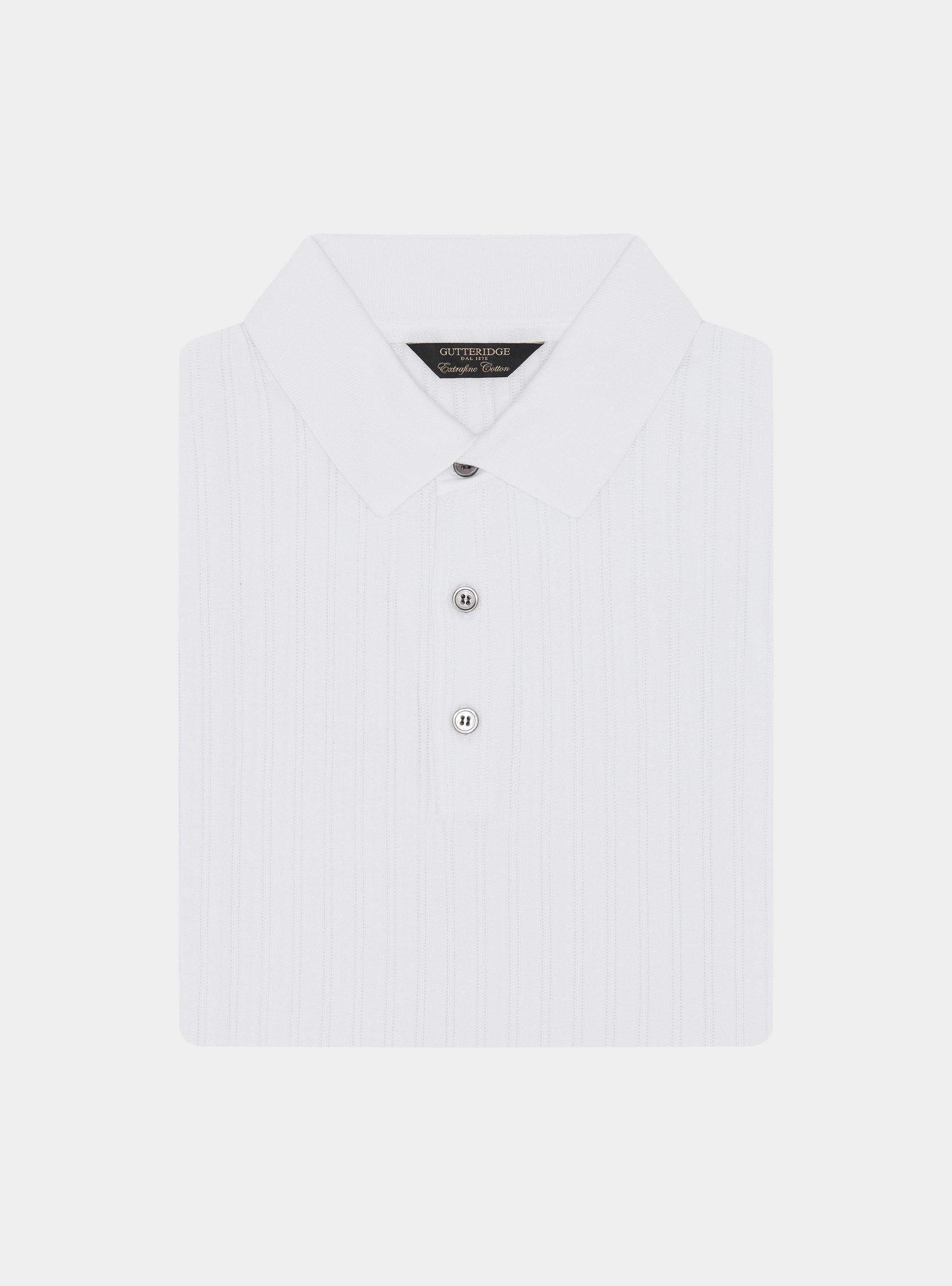 Extra-fine cotton knit polo shirt with openwork ribbing, WHITE