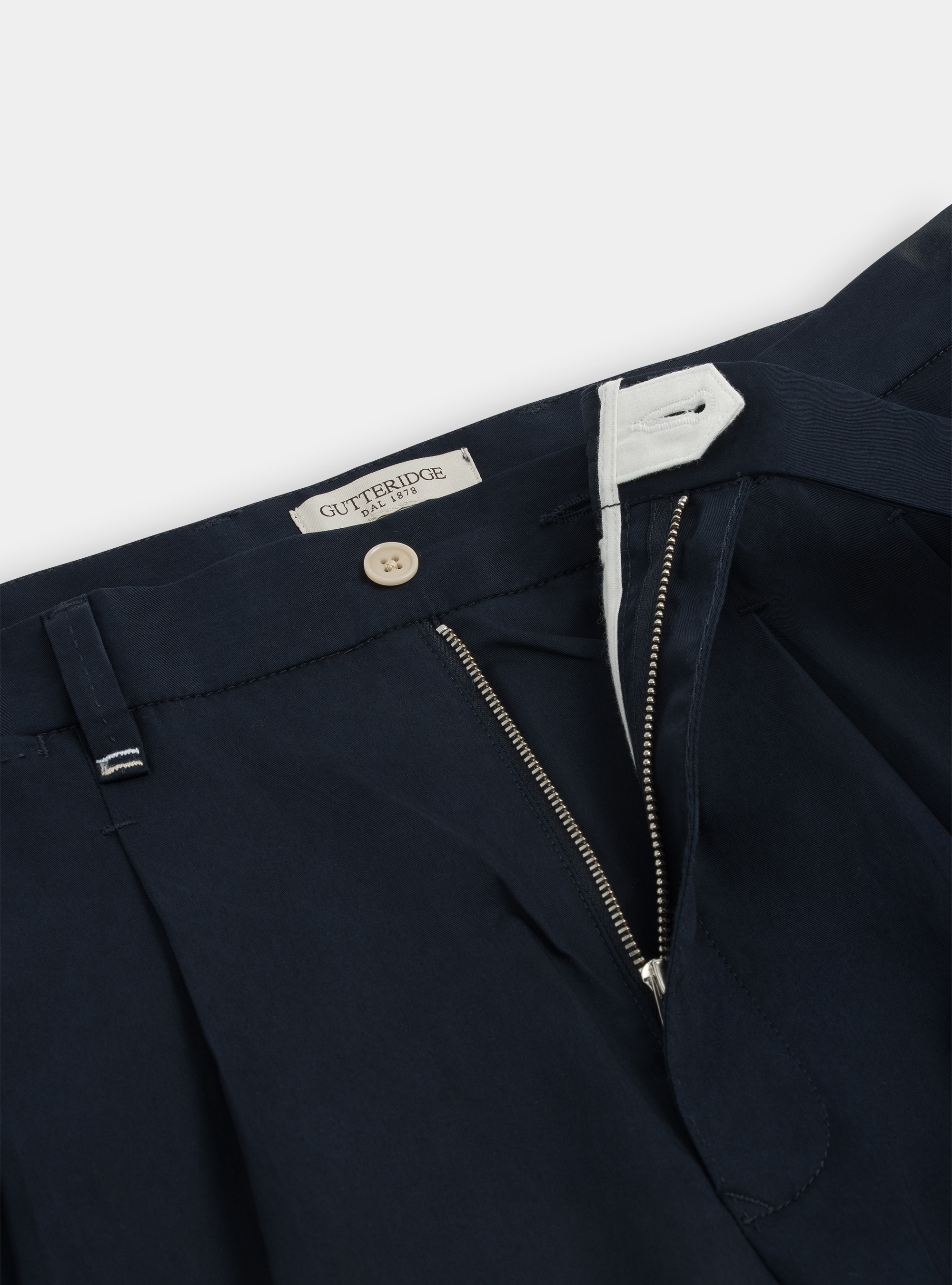 Pantaloni in twill leggero con doppia pince, BLU NAVY