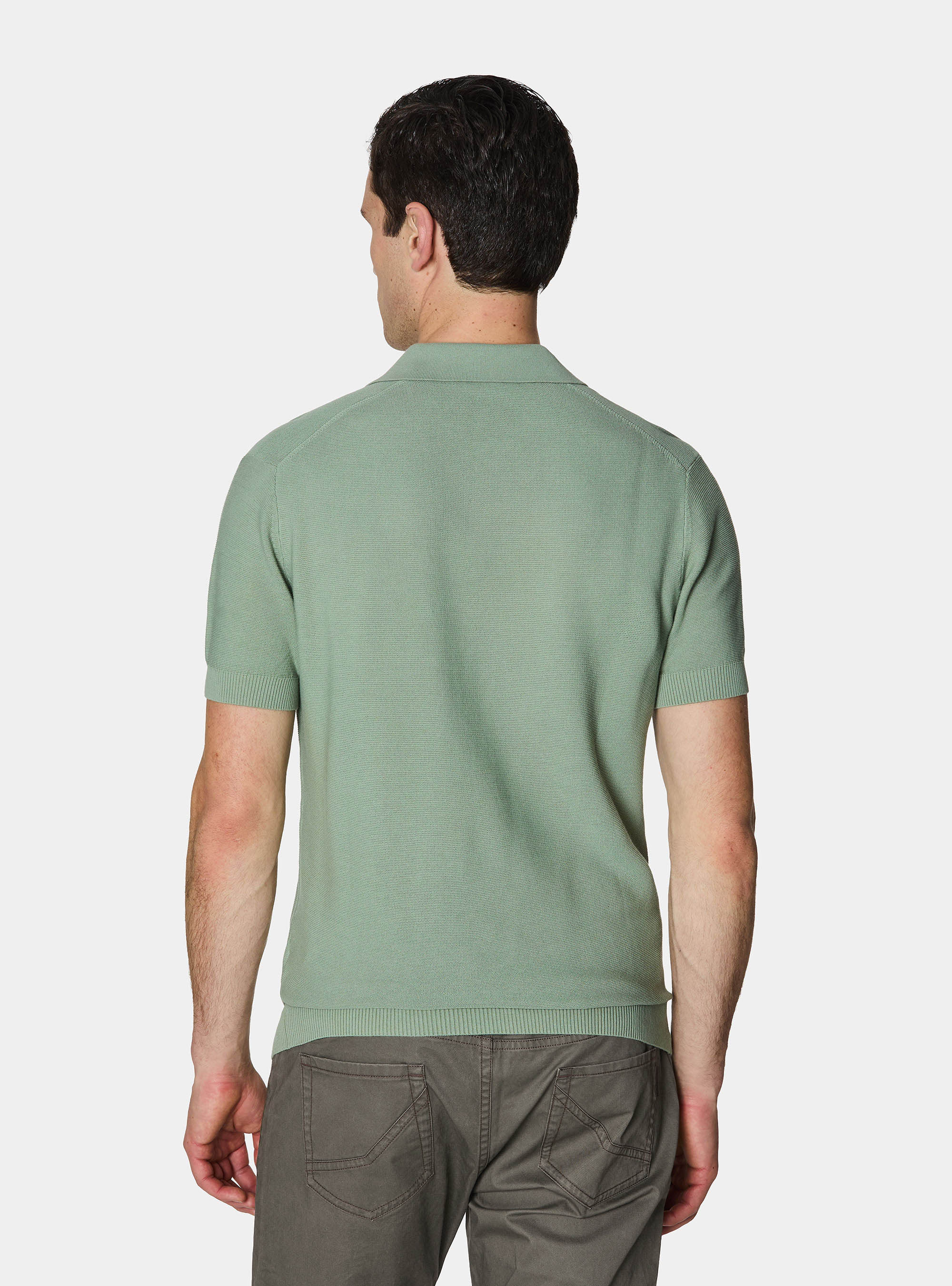 Knitted links polo shirt in extra-fine cotton, SALVIA 0602C