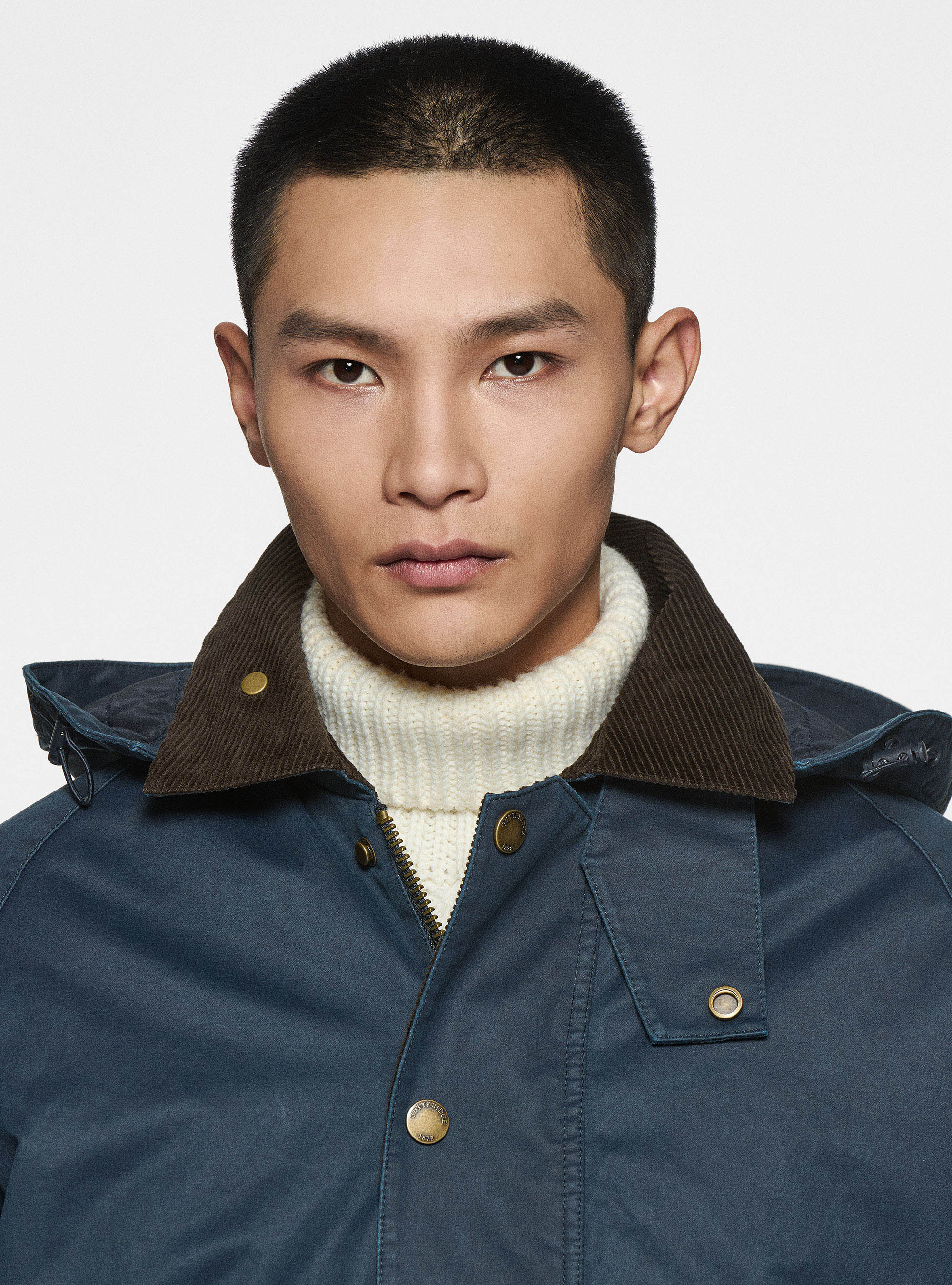 Giacca cerata in misto cotone, BLU NAVY