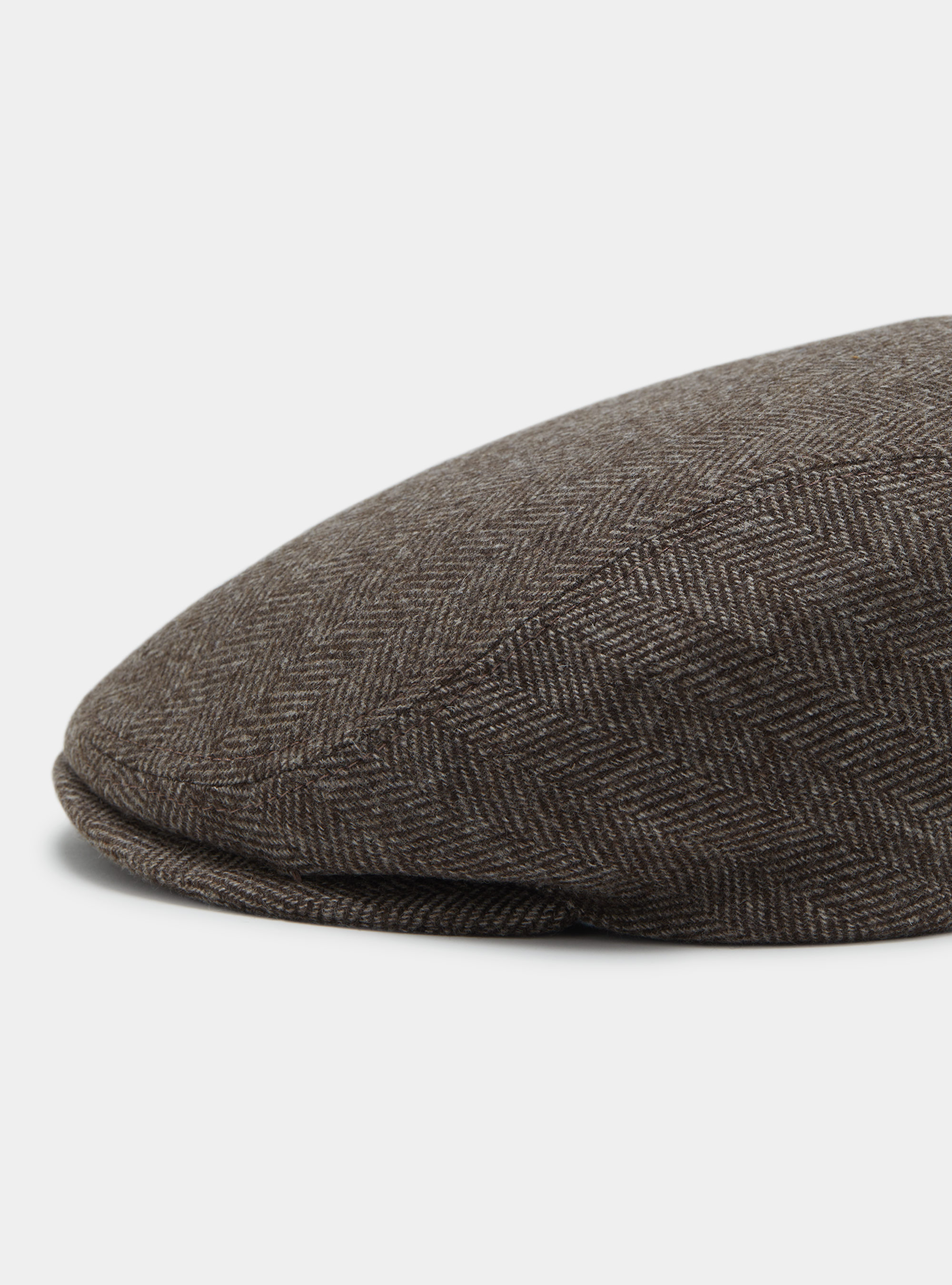 Coppola spigata in pura lana vergine e cashmere, MARRONE