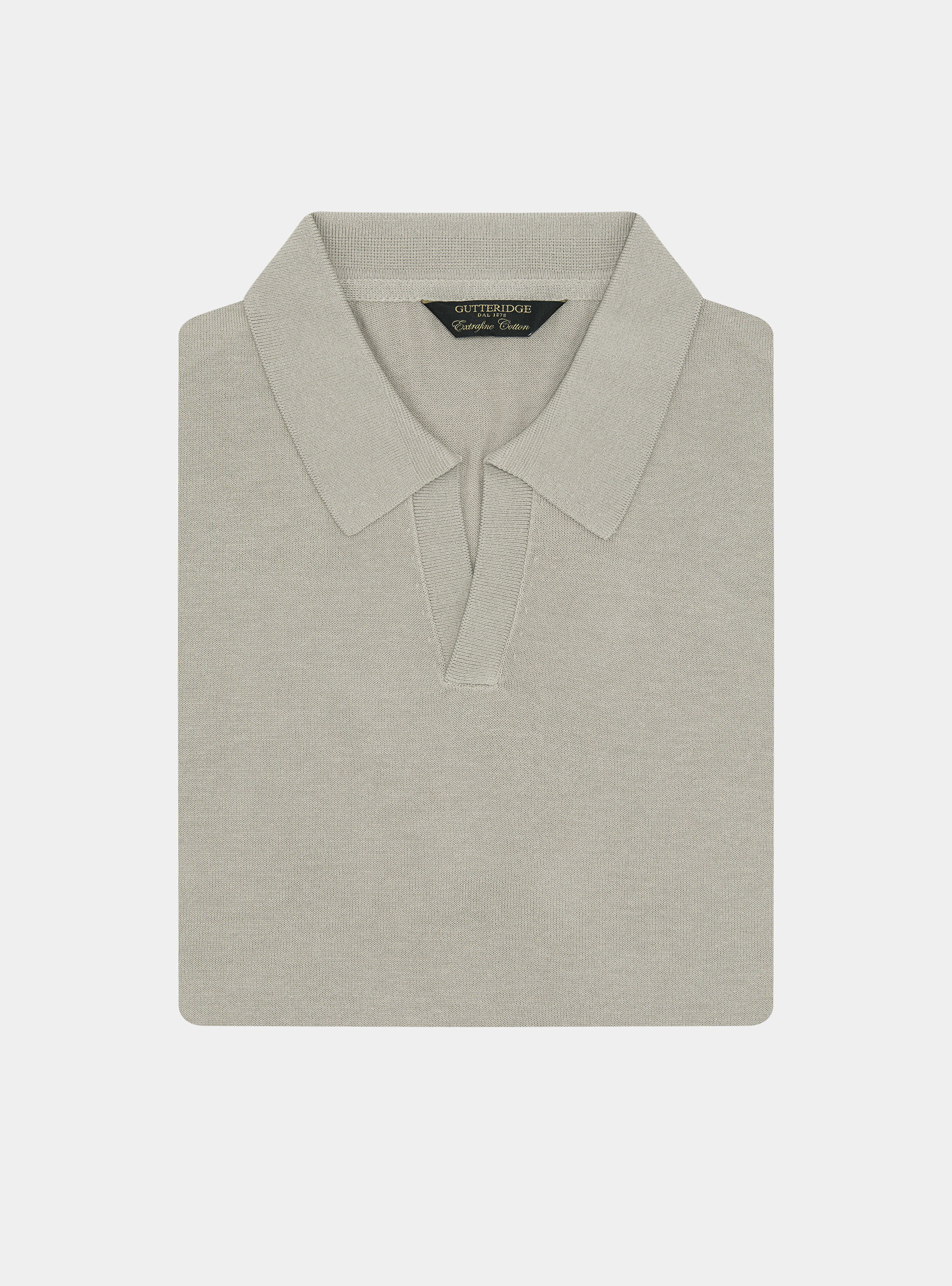 Polo tricot&eacute; sans boutons en coton extra-fin, SABLE