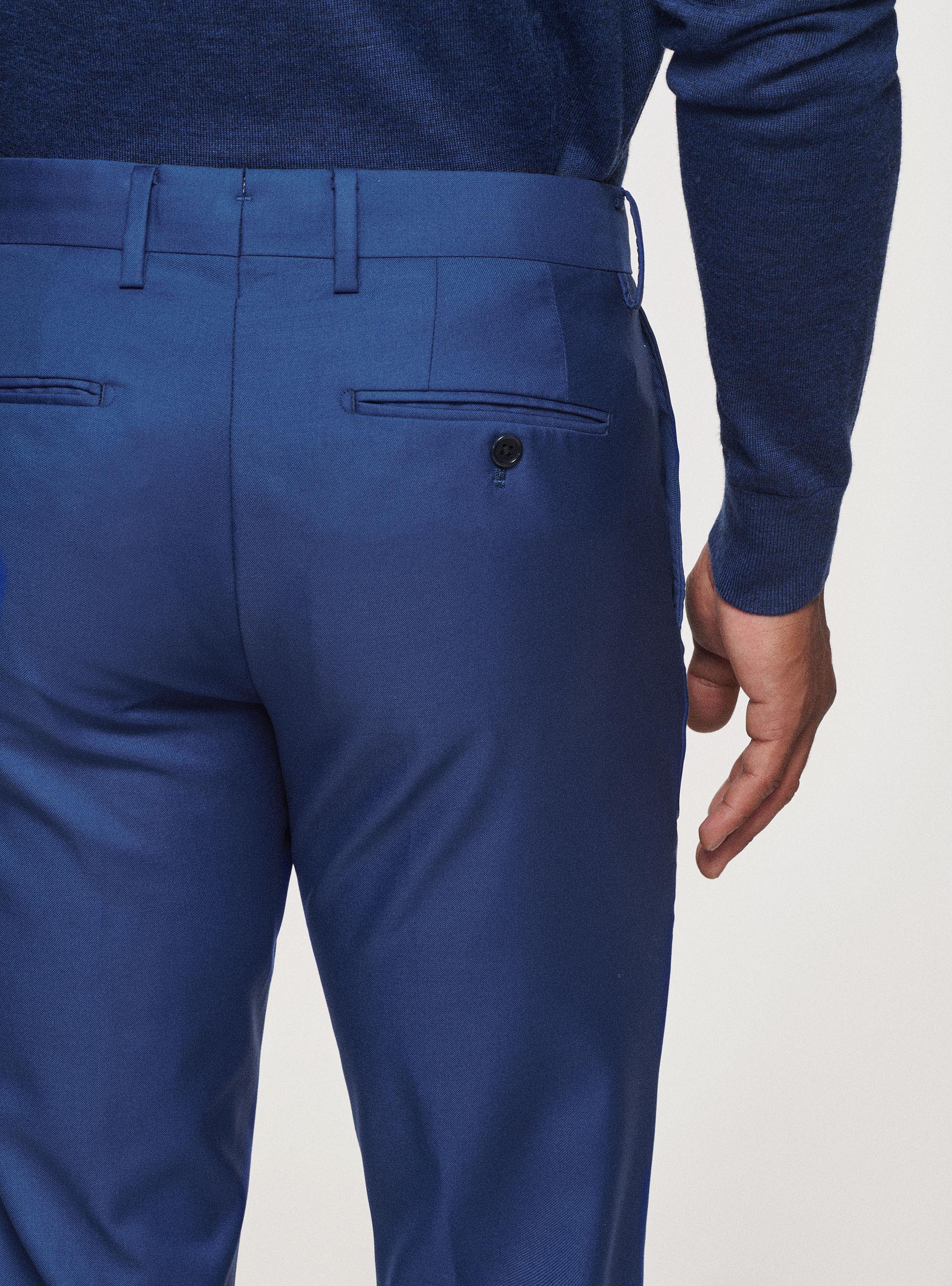 Pantaloni in pura lana superfine 110's, BLU ROYAL