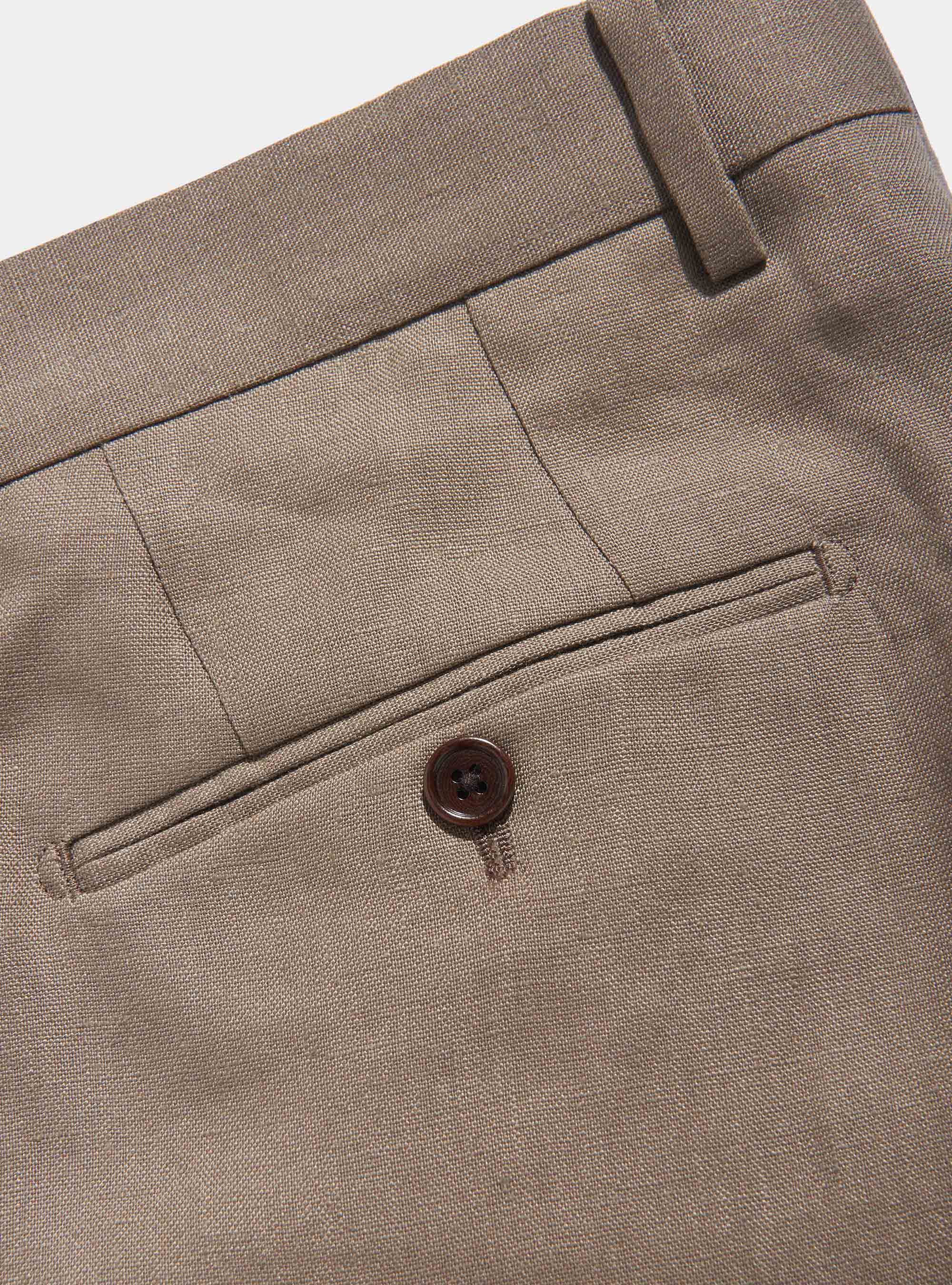 Pantaloni per abito in puro lino, FANGO