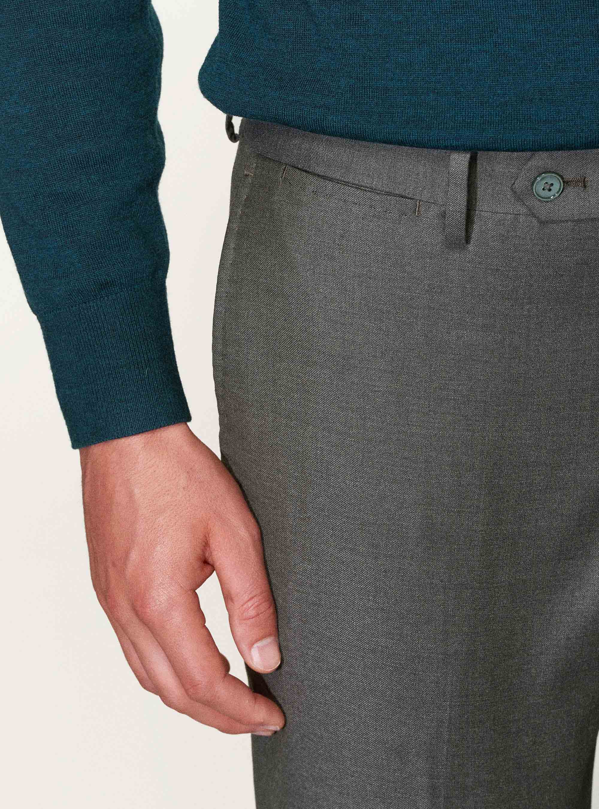 Pantaloni per abito in pura lana superfine 110's Vitale Barberis Canonico, VERDE
