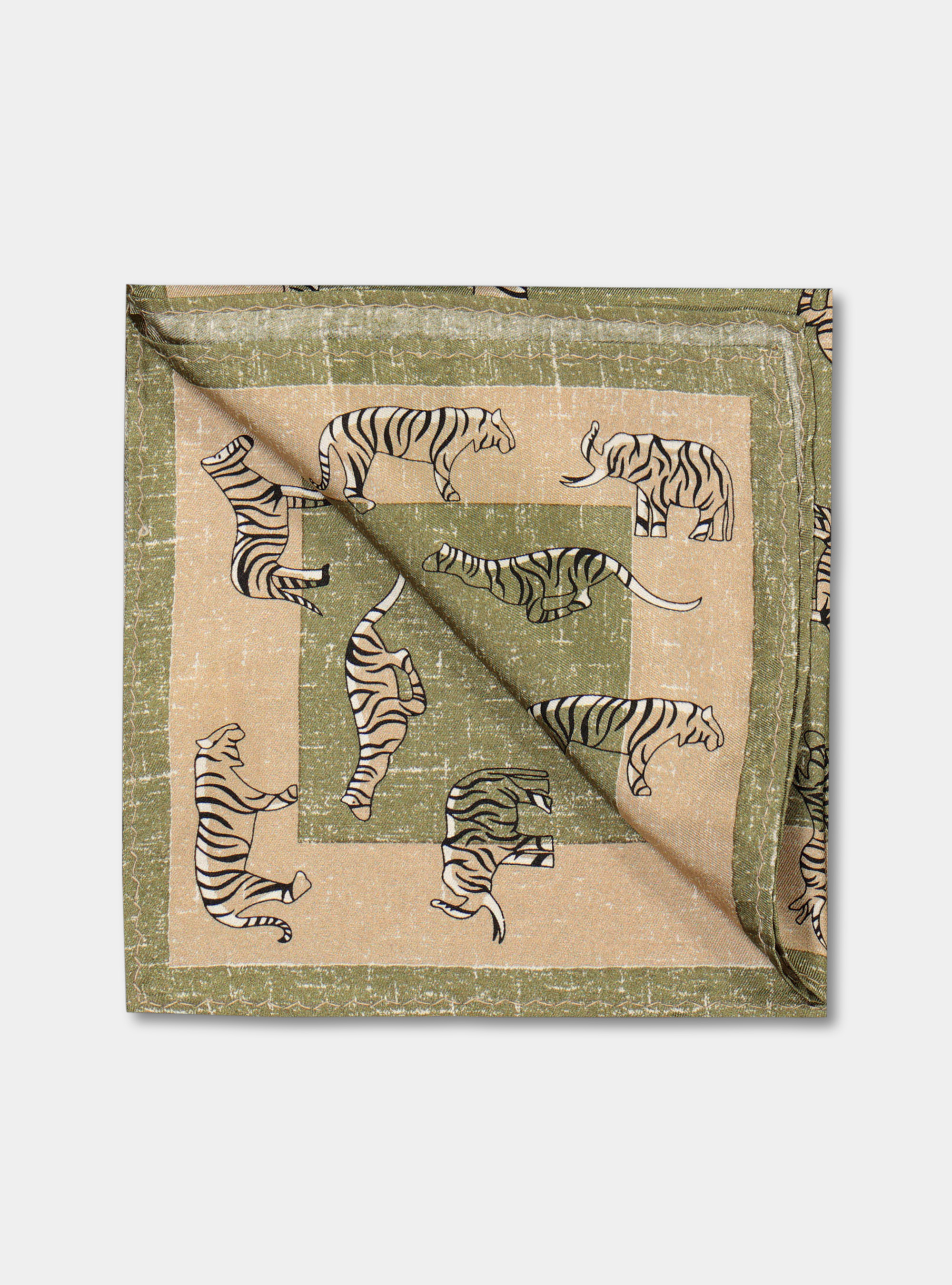 Pochette safari in seta stampata, VERDE