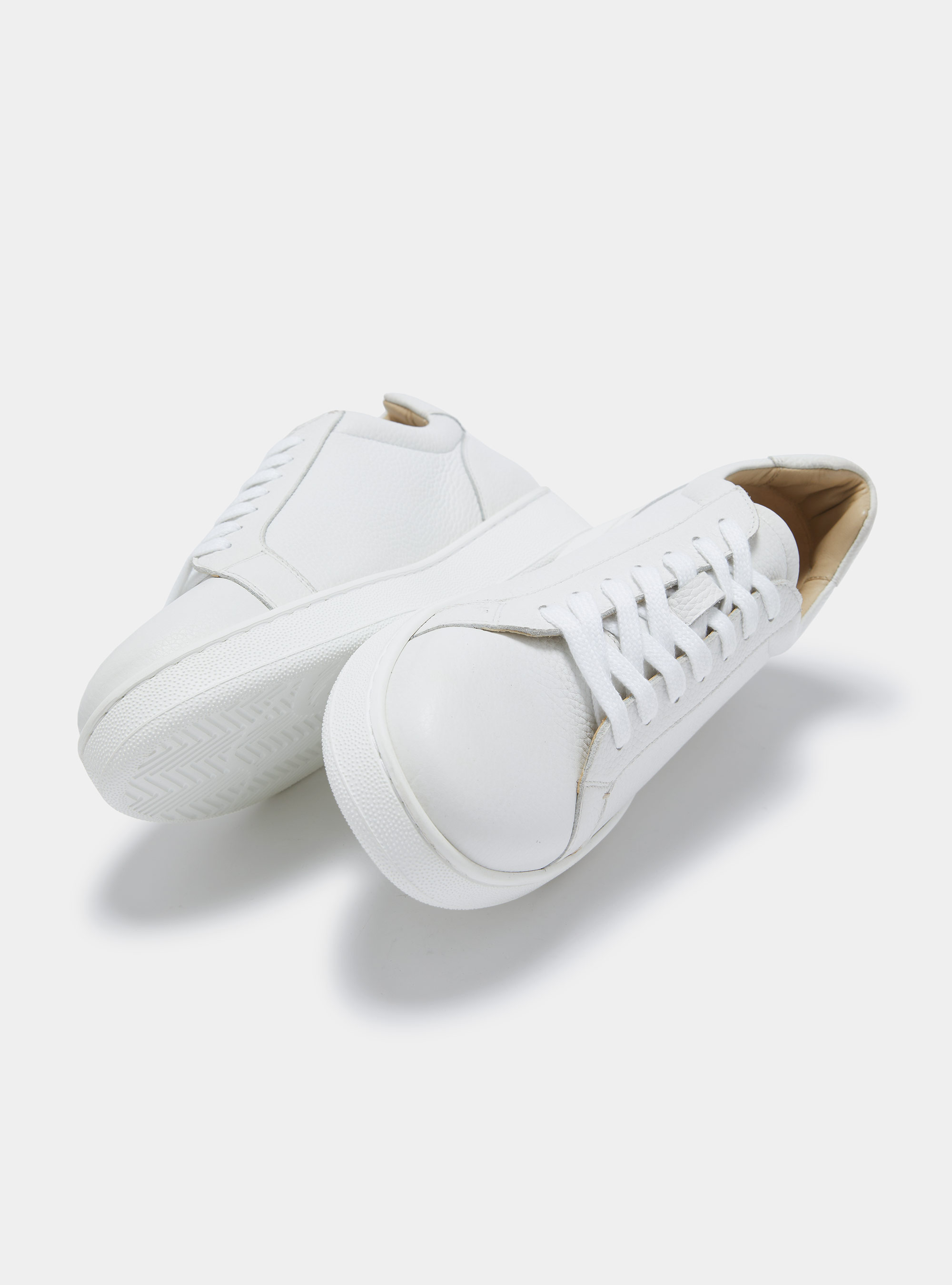 Baskets en nappa martelé, BLANC