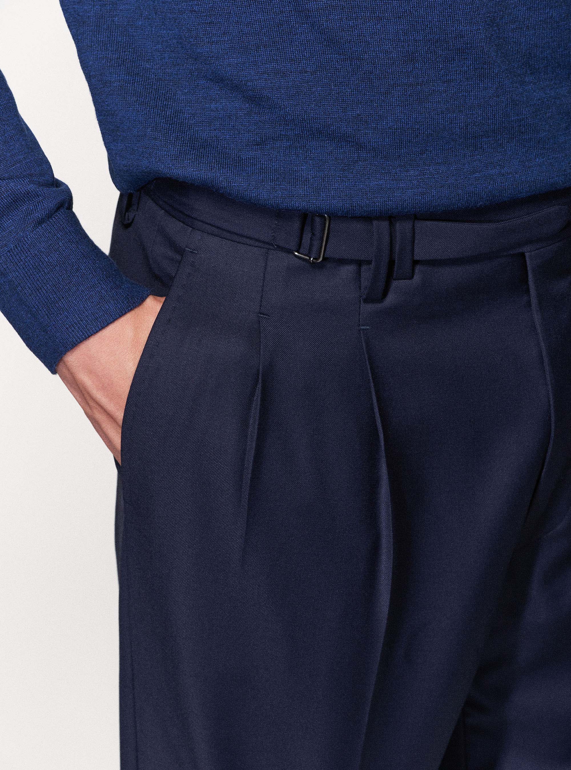 Pantaloni in pura lana superfine 110's Vitale Barberis Canonico, BLU NAVY