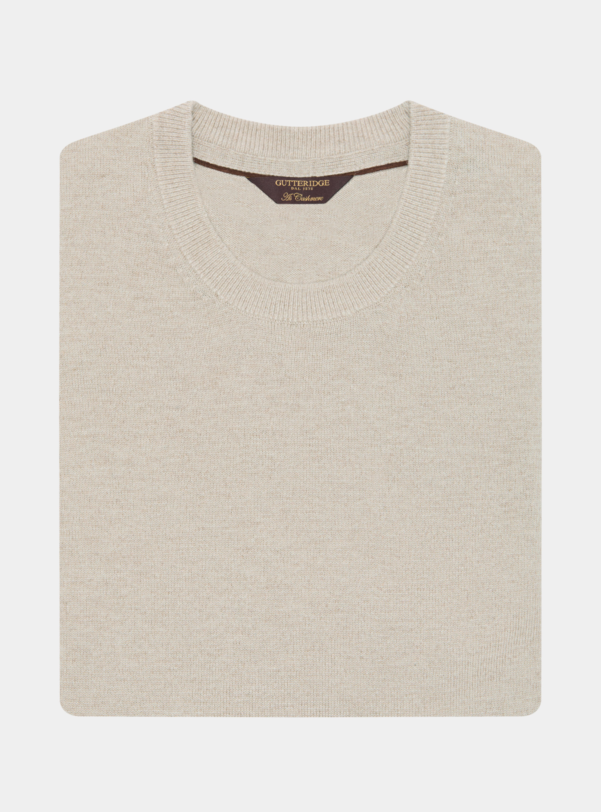 Girocollo in maglia in lana poliammide cashmere, ECRU