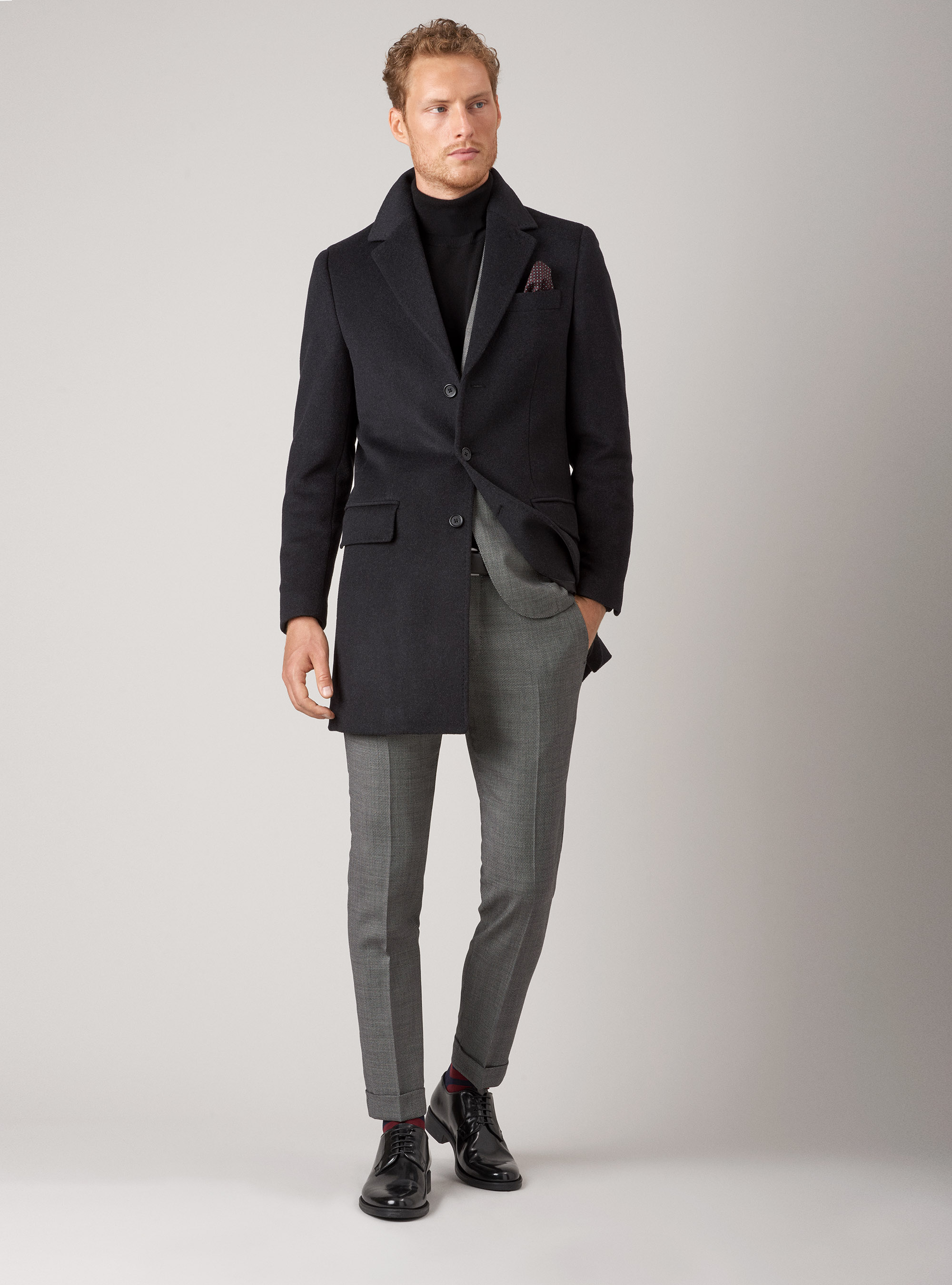 Pantaloni per abito occhio di pernice in pura lana, GRIGIO CHIARO