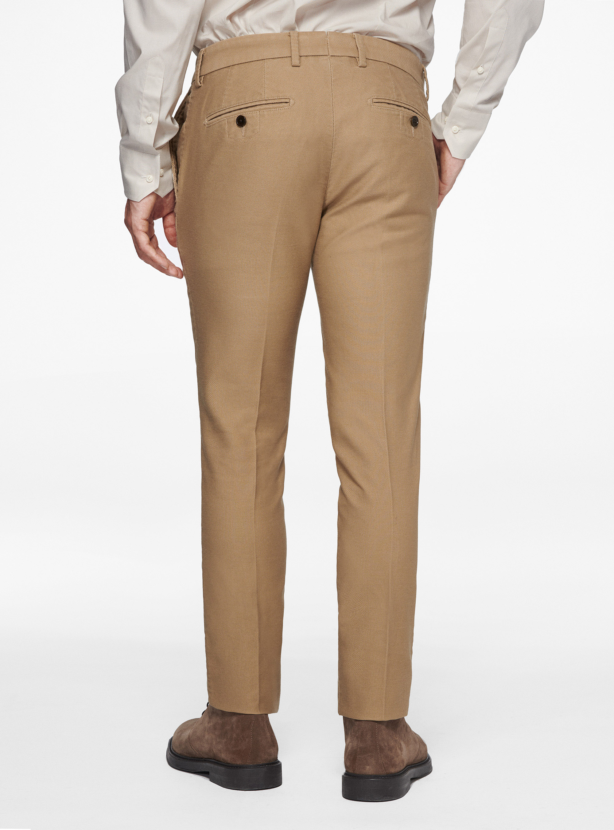 Pantaloni chino slim fit in cotone armaturato, FANGO
