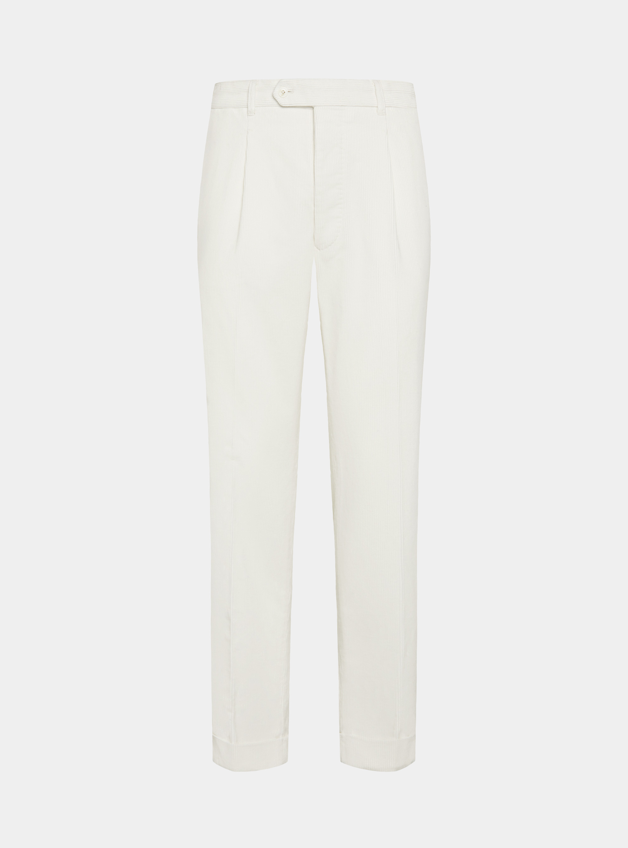 Pantaloni in velluto con cinturino elastico, BIANCO