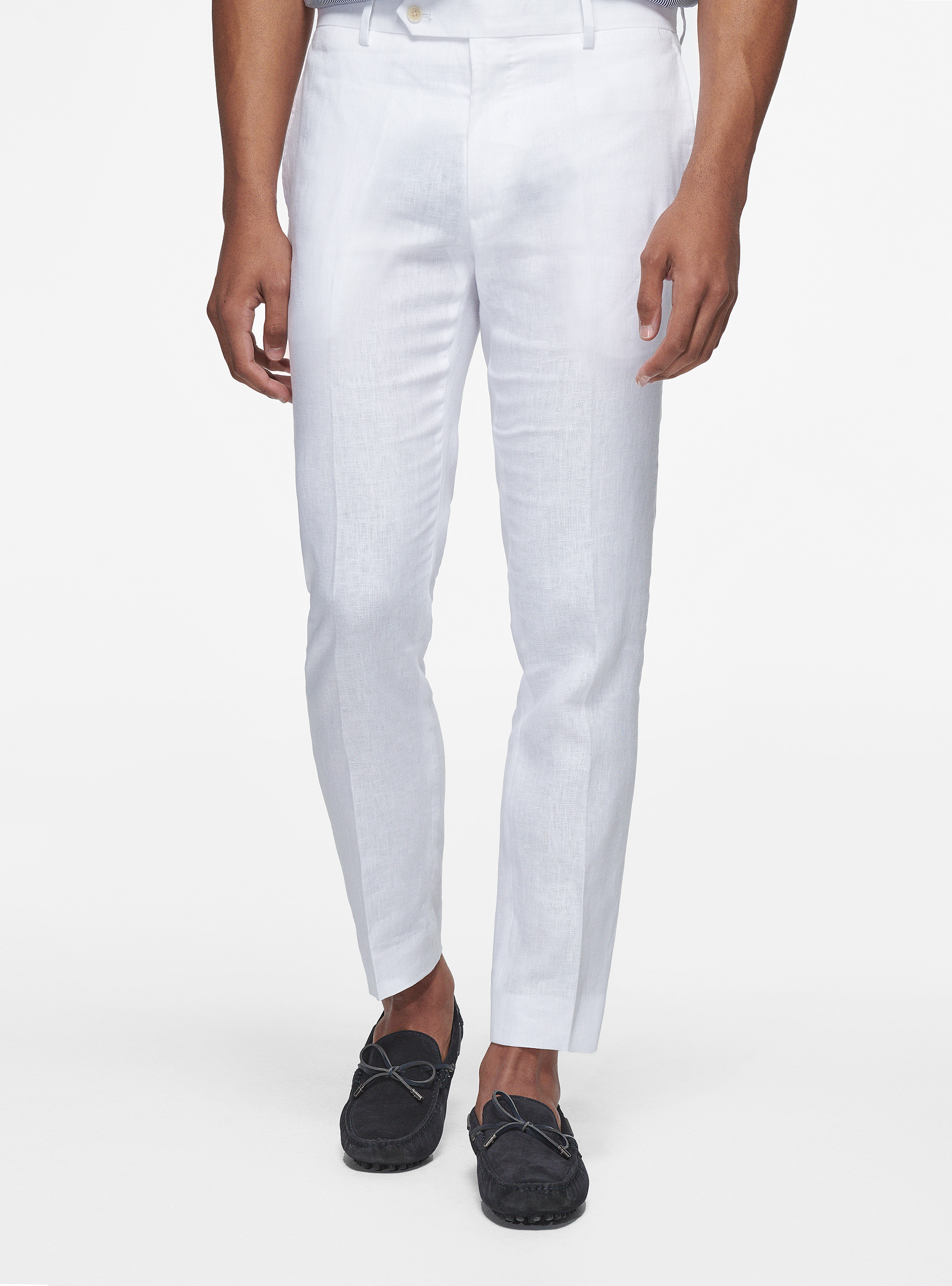 Pantalon en lin pur, BLANC