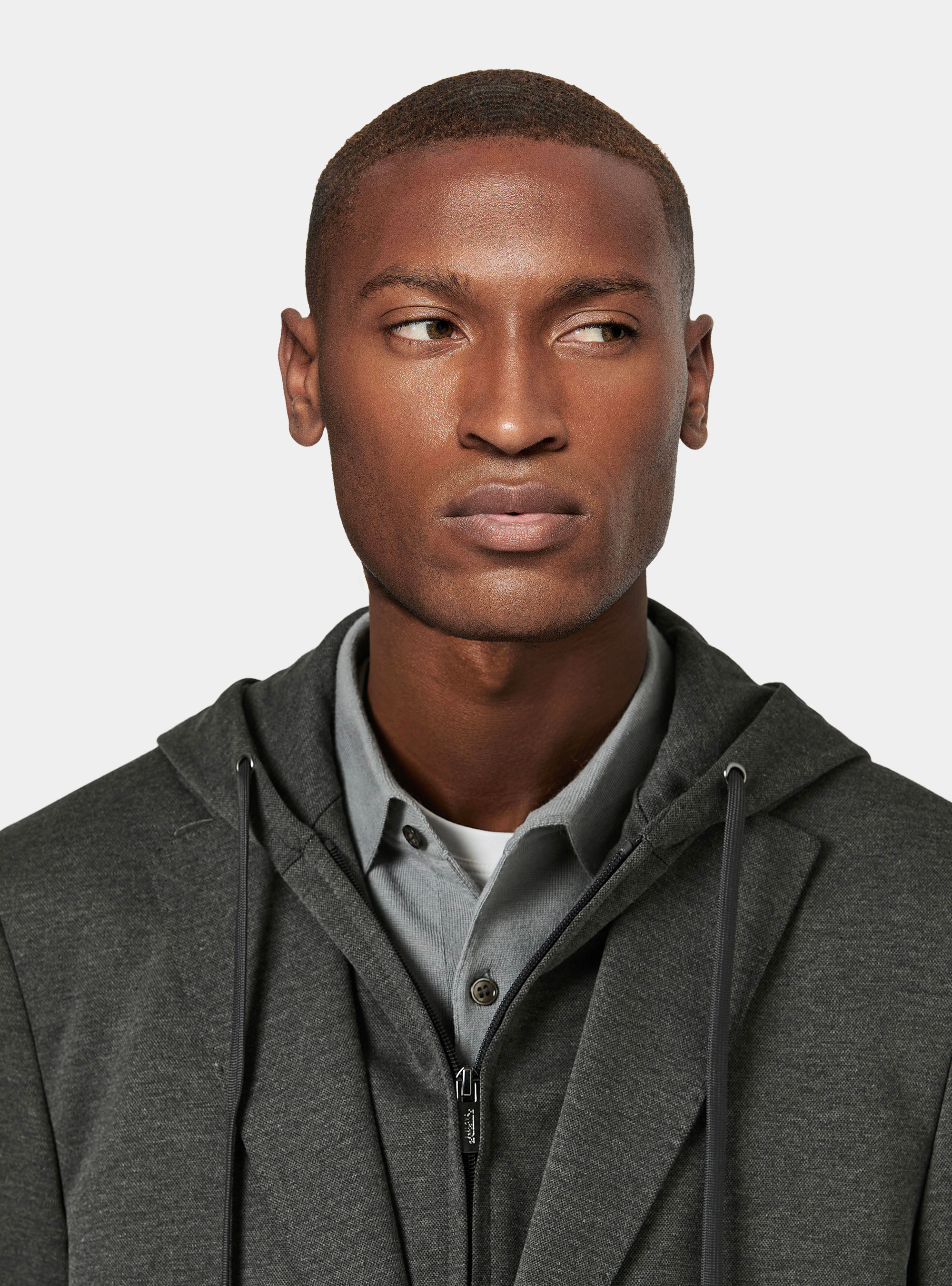 Giacca jersey con cappuccio removibile, GRIGIO SCURO 0125C