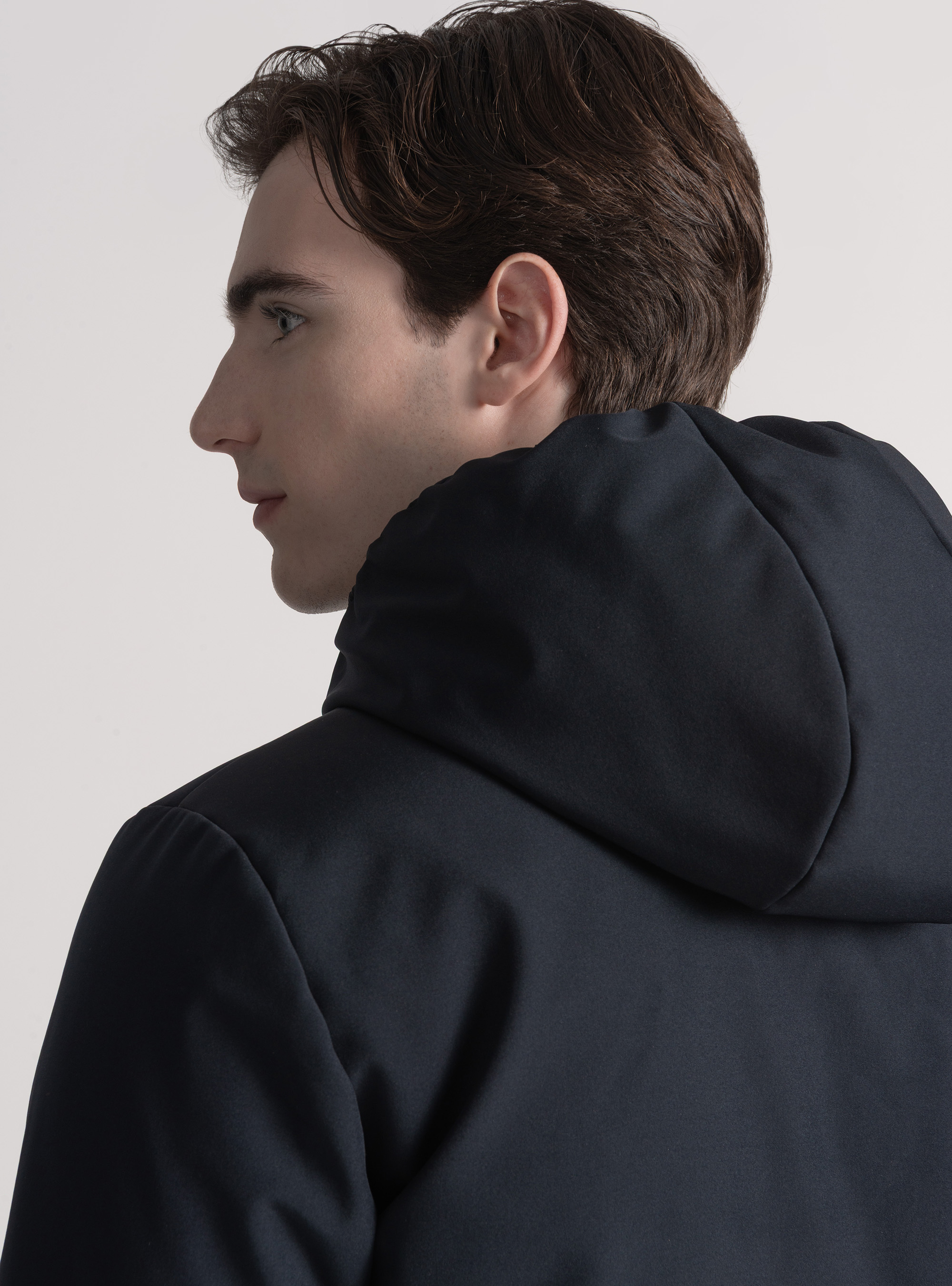 Reversible technical jacket with hood, NAVY BLUE