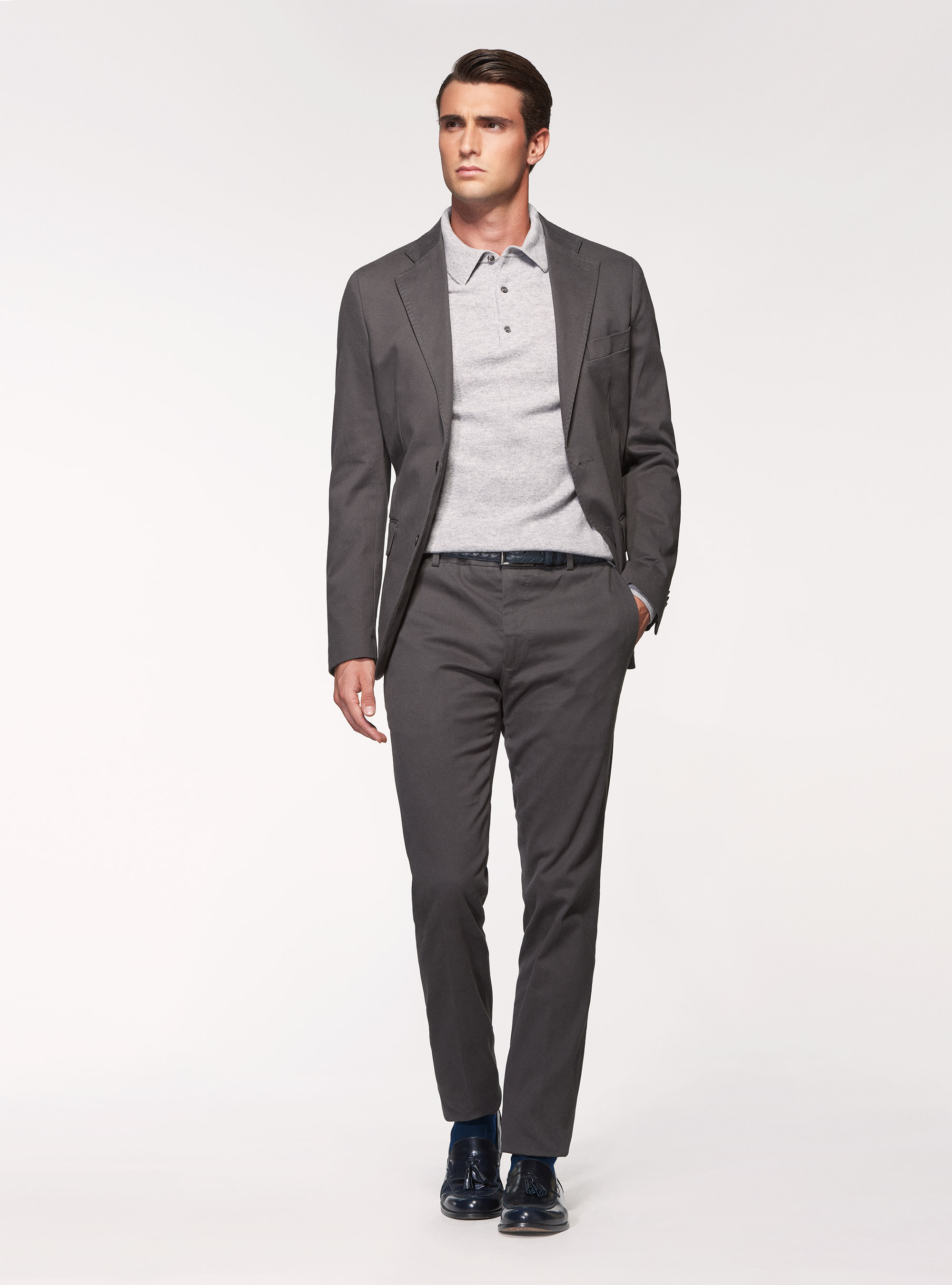 Giacca in cotone smerigliato, ASFALTO