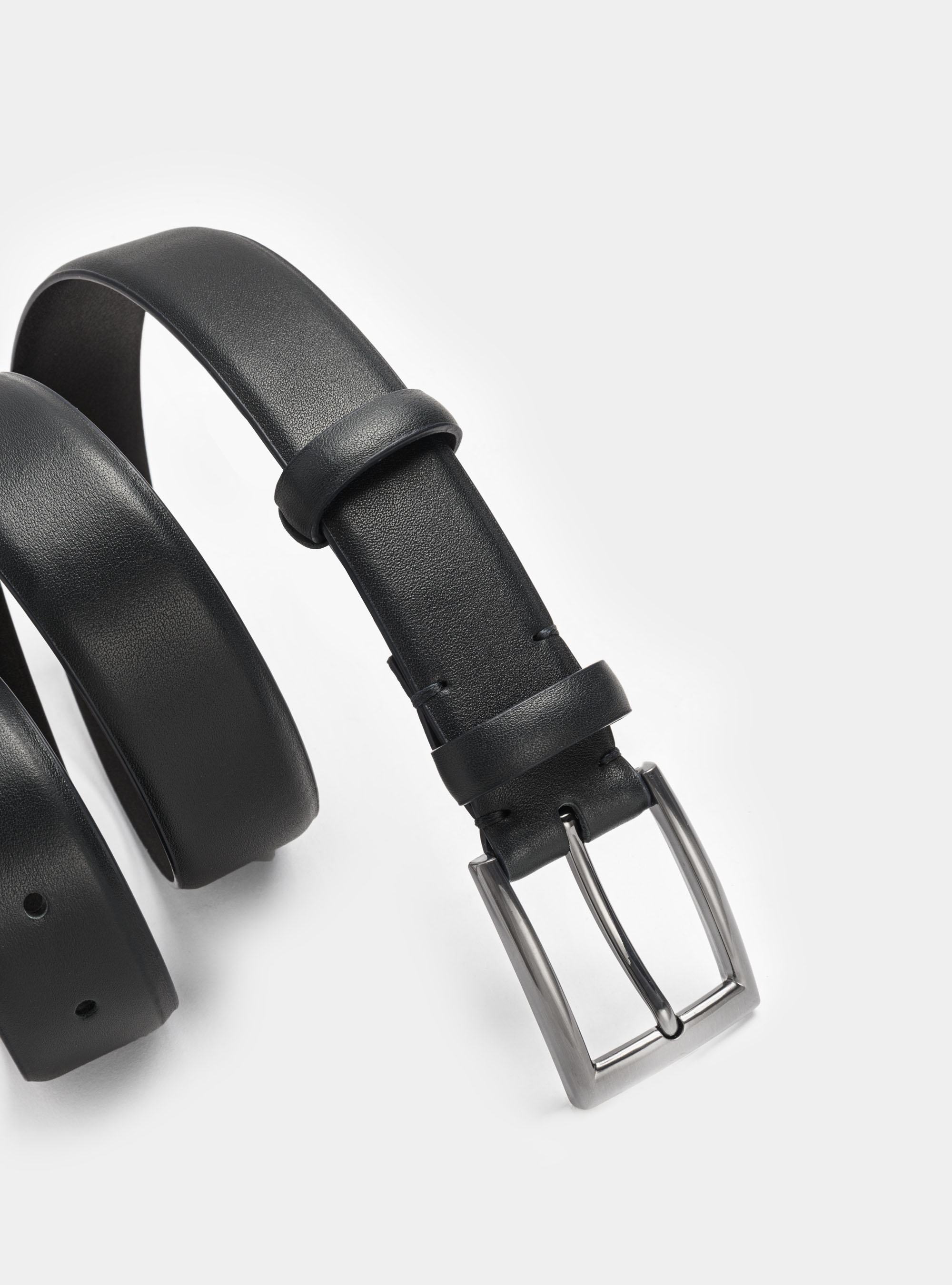Ceinture en cuir uni, NOIR