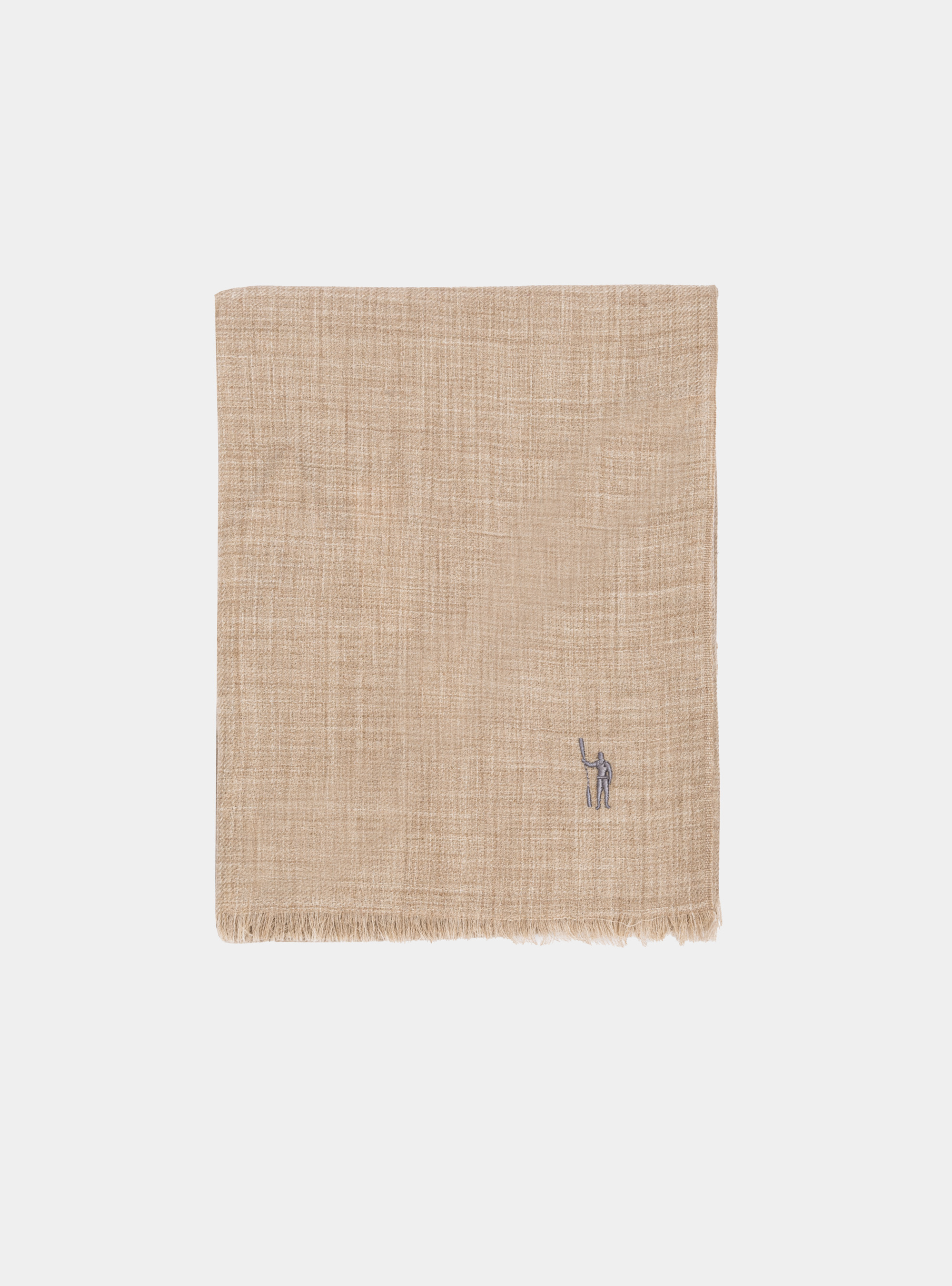 Sciarpa in lana con ricamo in contrasto, PANNA