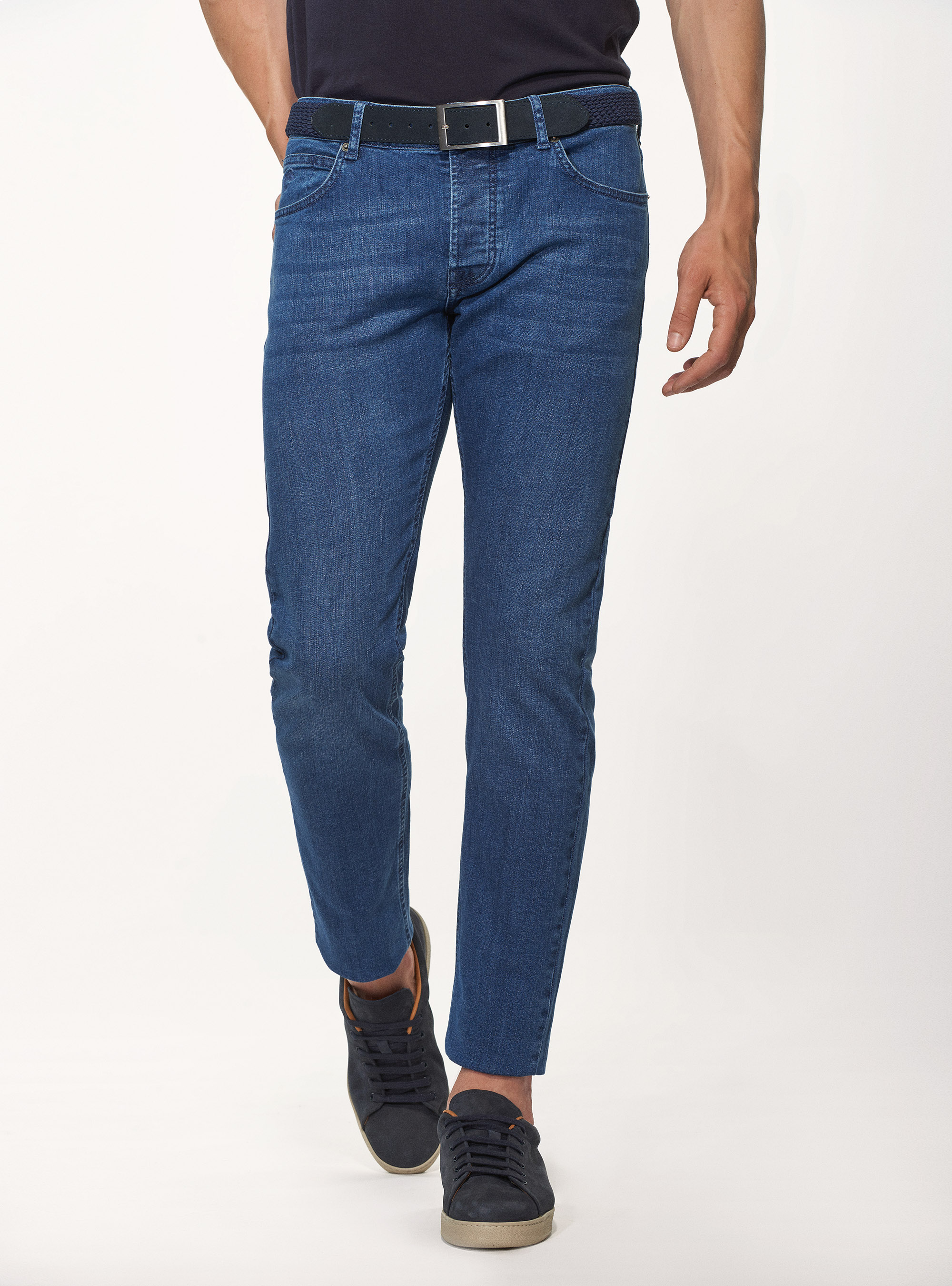 Coloured tailor fit jeans, BLUE