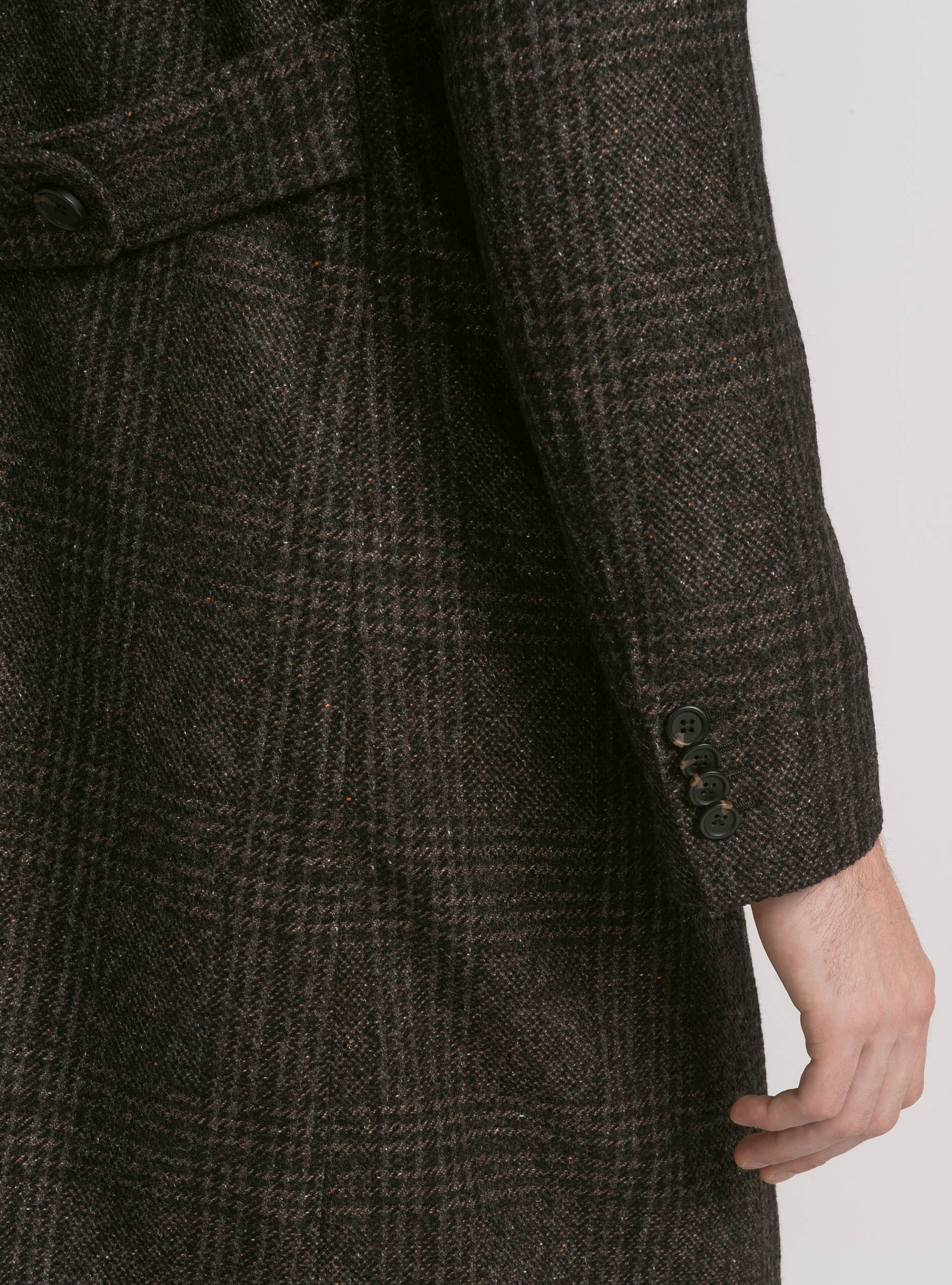 Fancy double-breasted coat in cashmere blend, BROWN