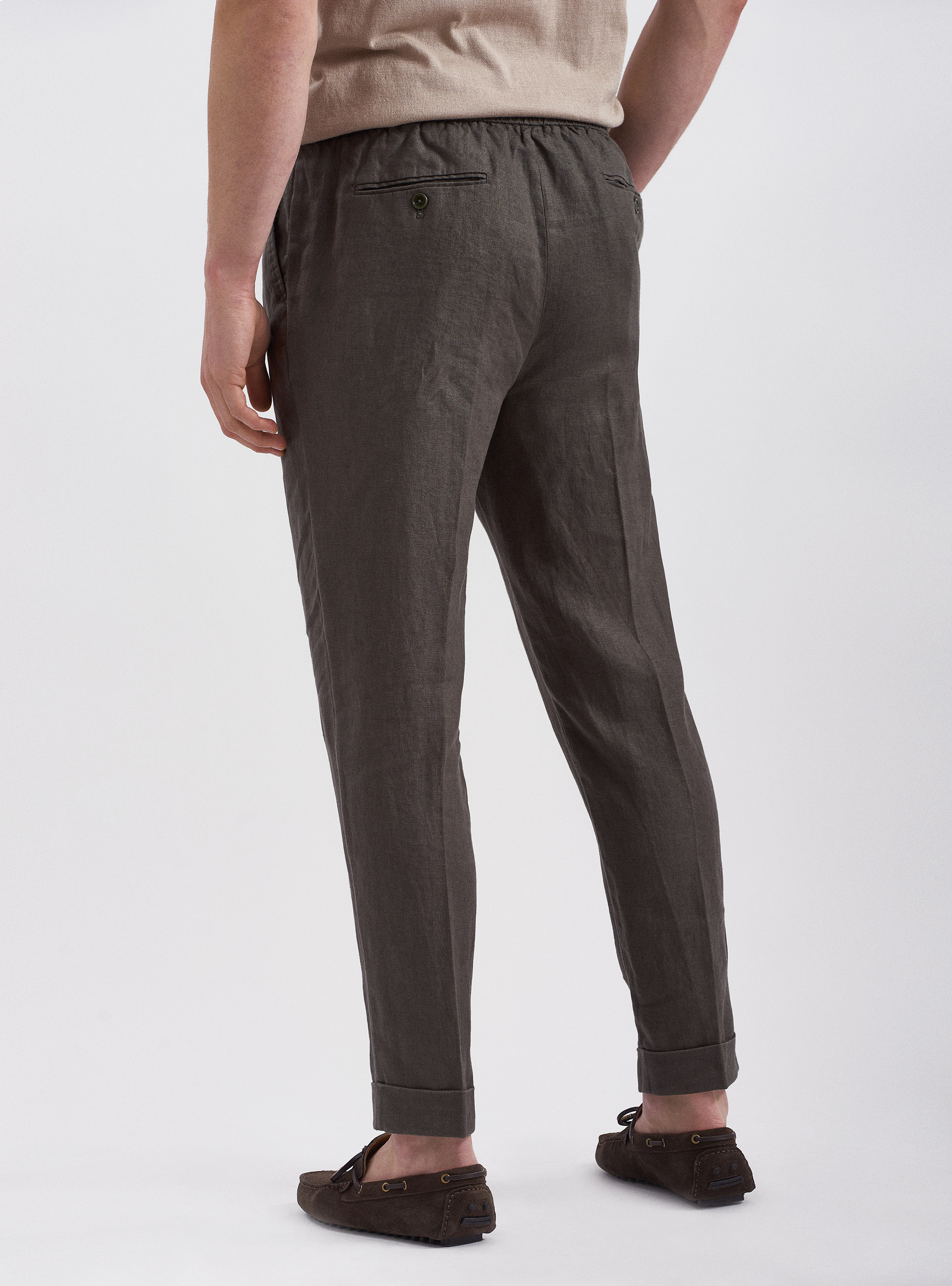 Linen trousers with drawstring, 0609C MILITARE