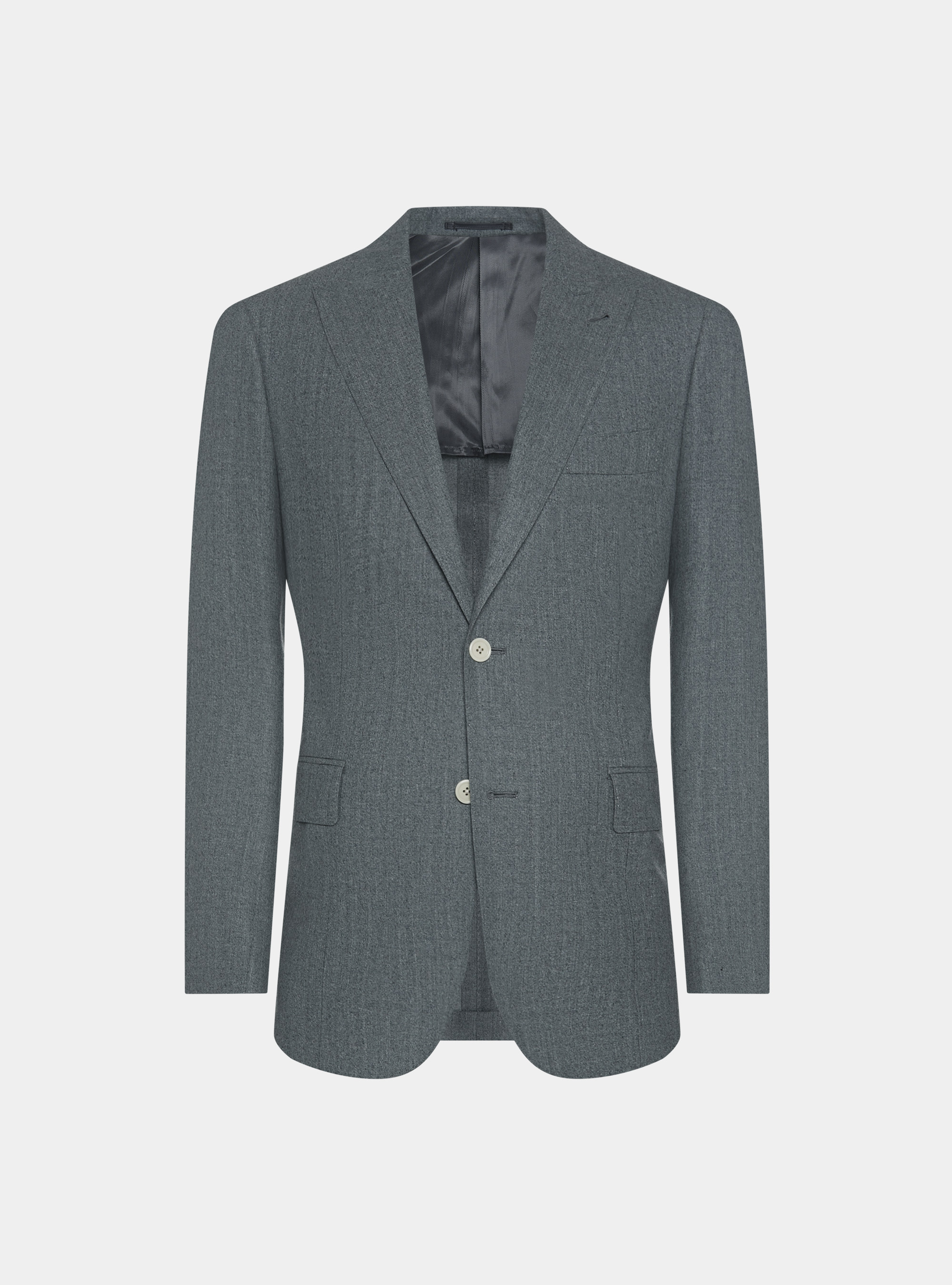 Flannel lance-breasted blazer, LIGHT GREY MELANGE