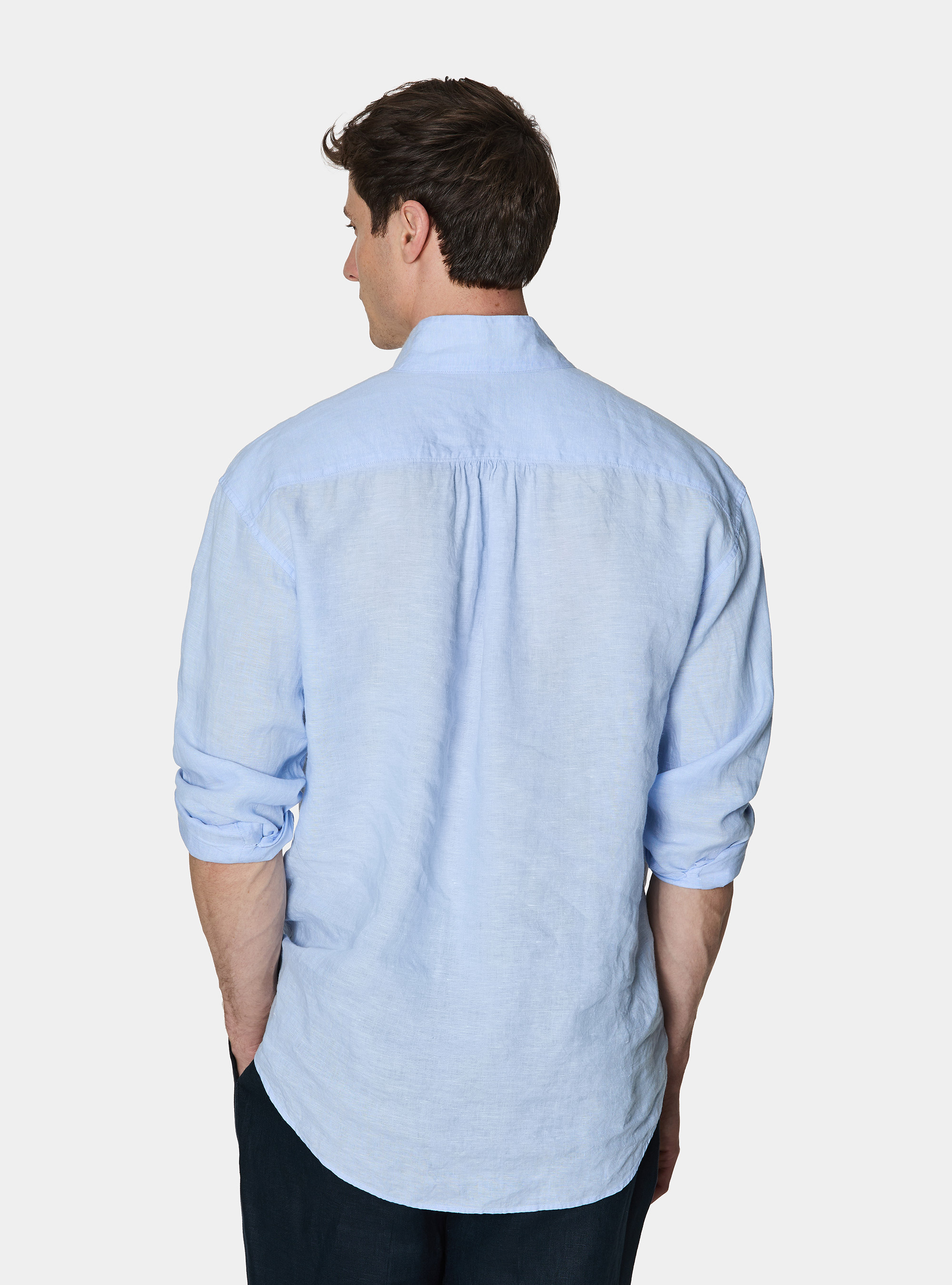Pure linen shirt with wing collar, LIGHT BLUE