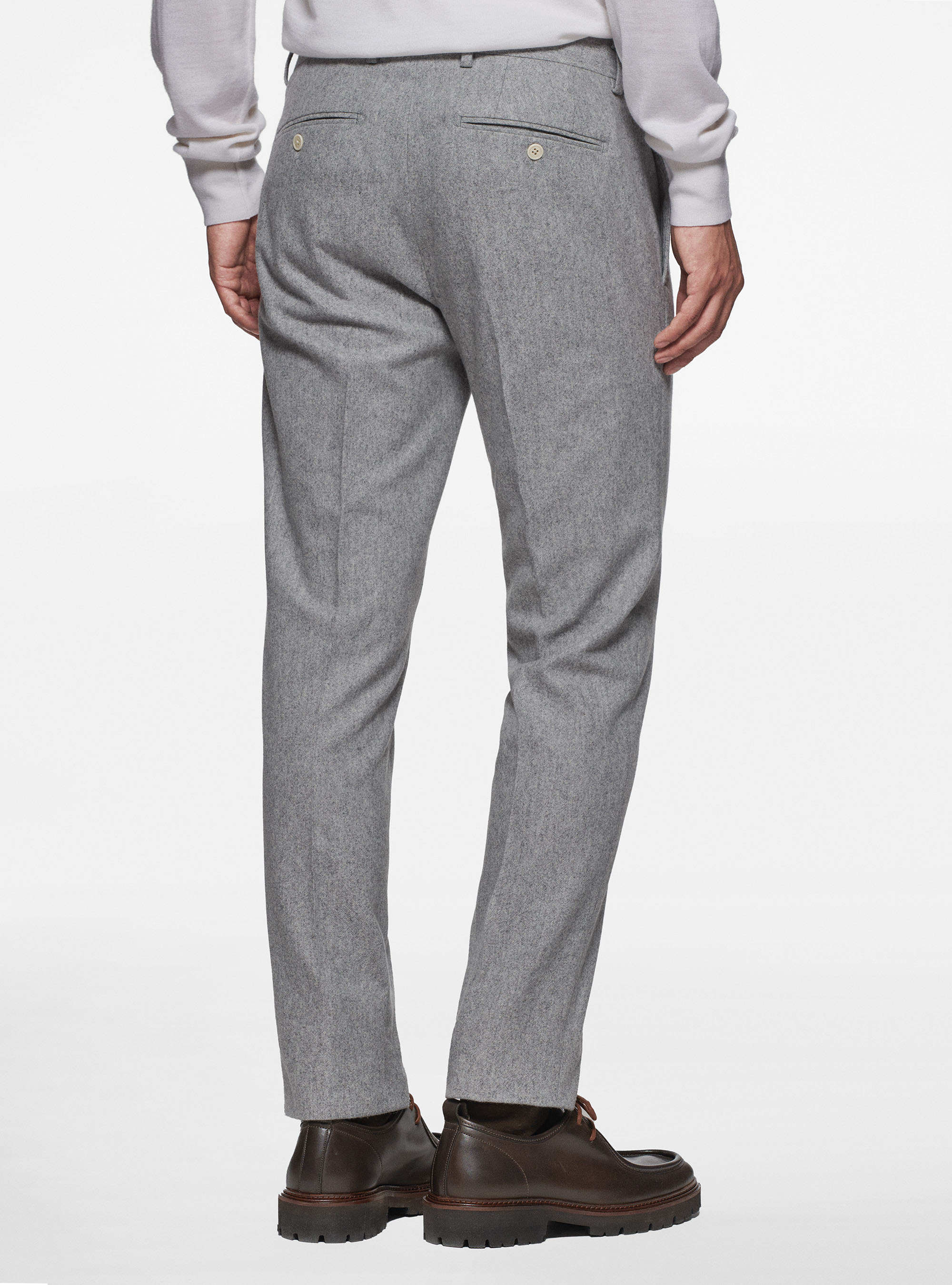 Pantaloni in flanella di misto lana Duemilagori, GRIGIO CHIARO MELANGE