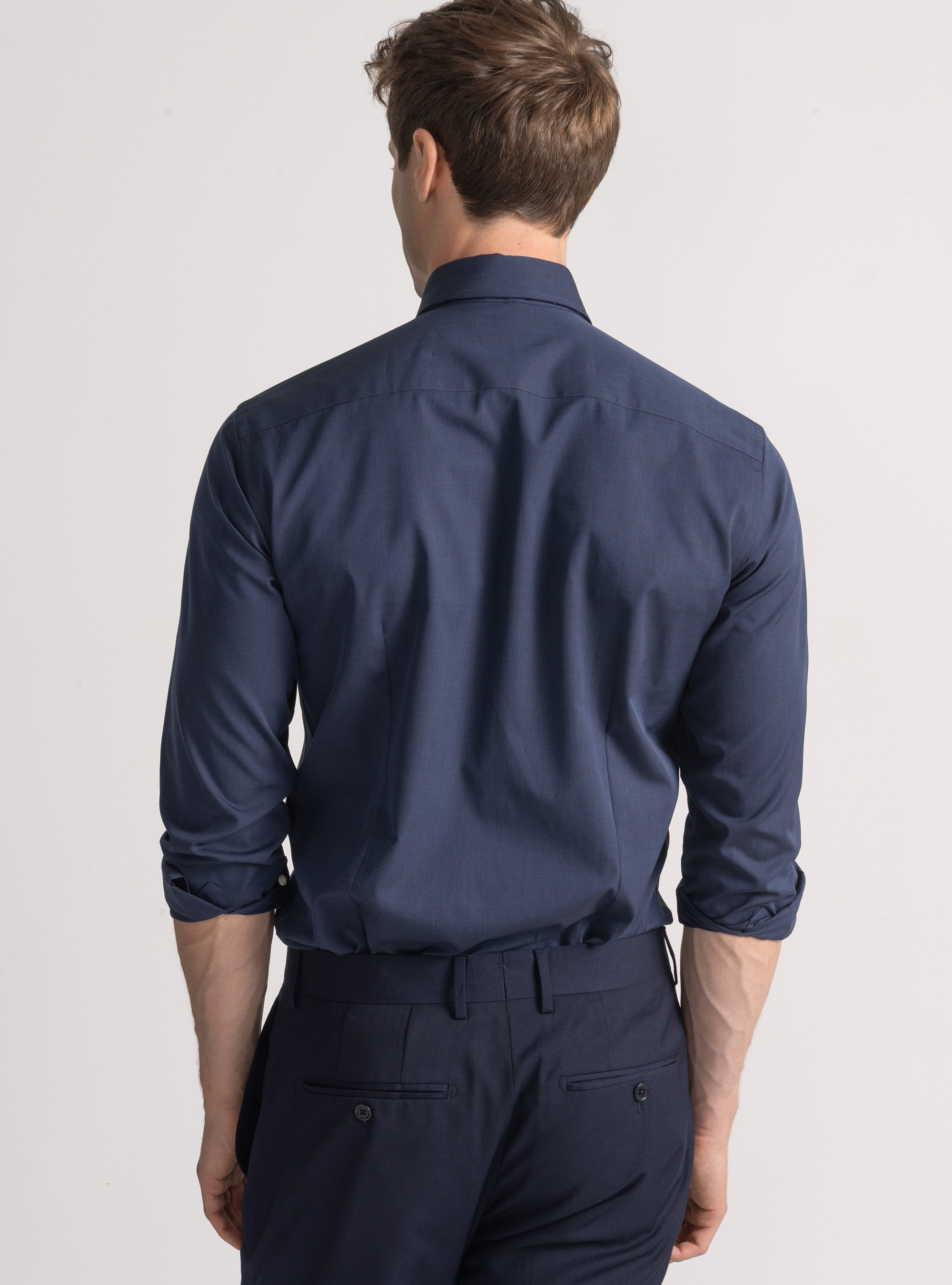 Camicia in cotone fil a fil, BLU NAVY