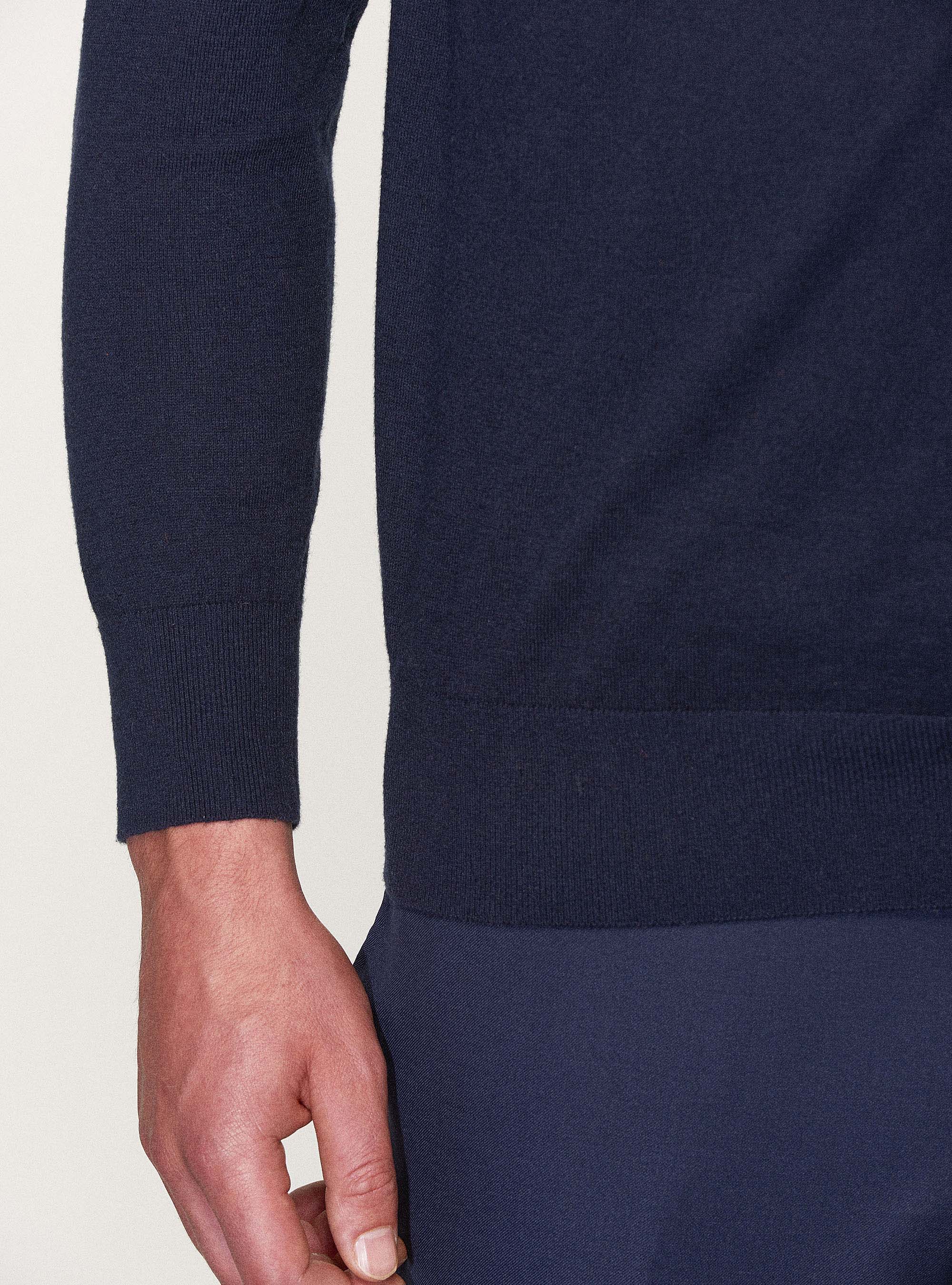 Dolcevita in cotone seta e cashmere, BLU NAVY