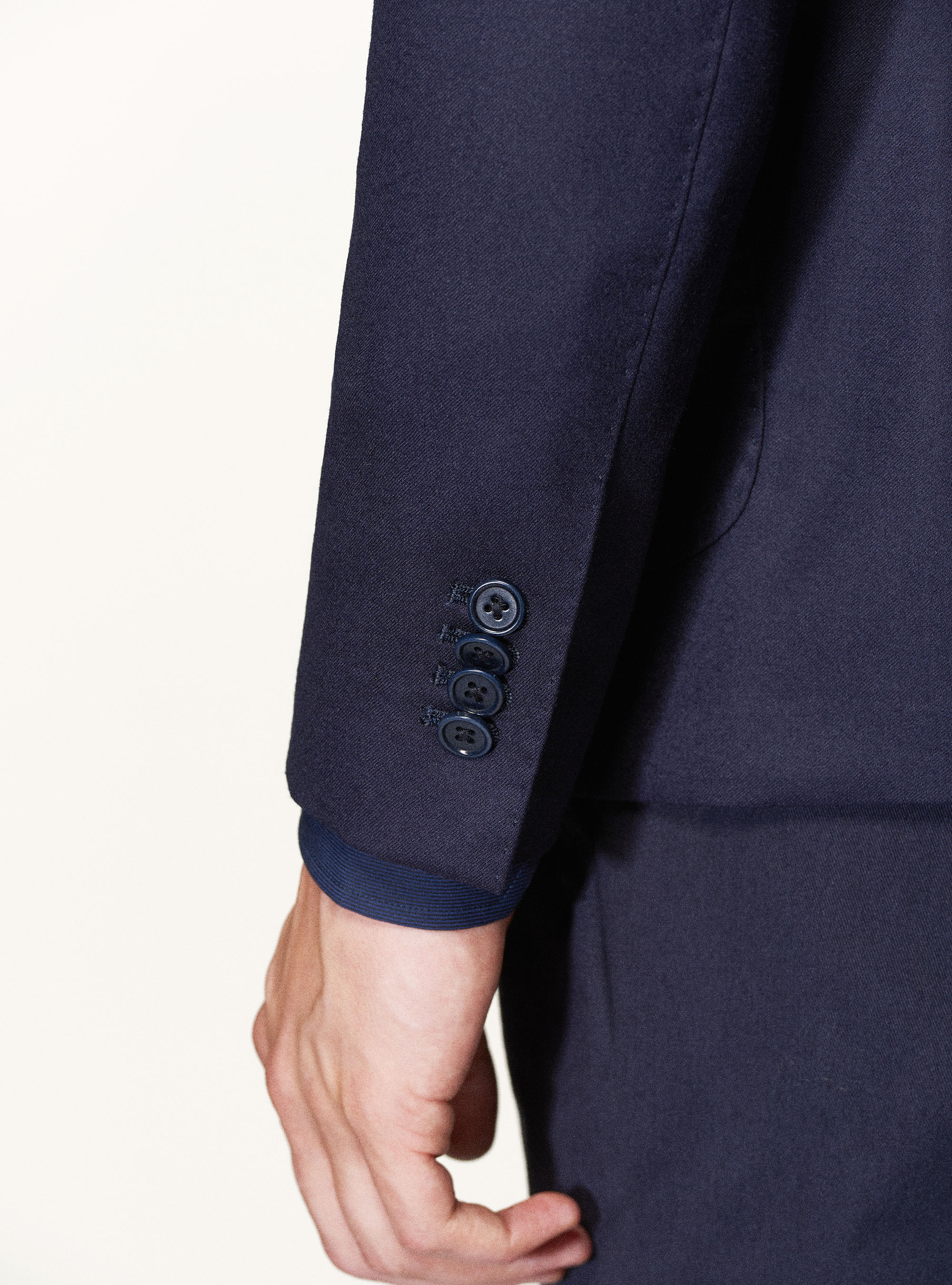 Giacca doppiopetto in flanella di lana, BLU NAVY