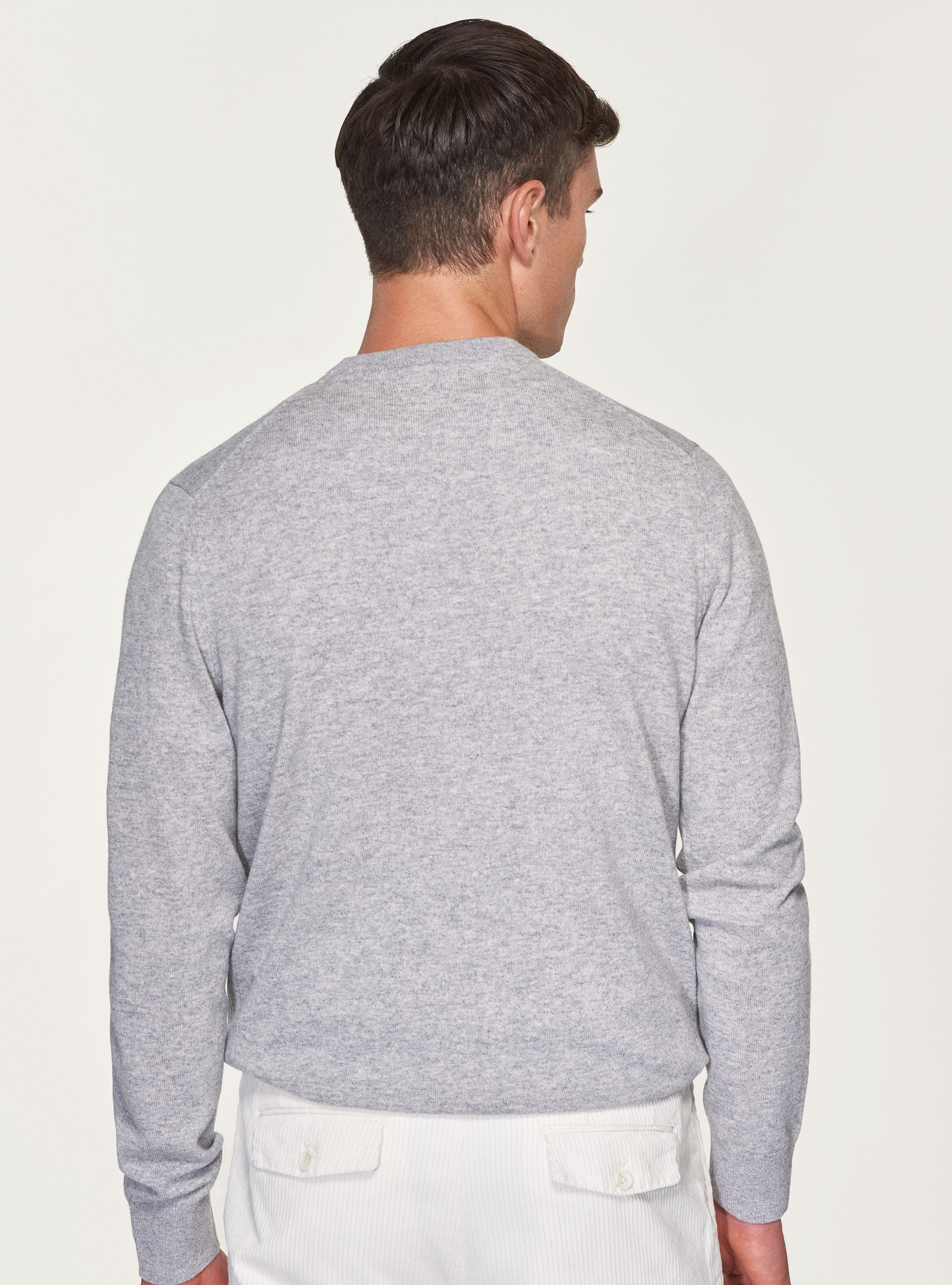 Maglia girocollo in lana lambswool e cashmere, GRIGIO MELANGE 0151C
