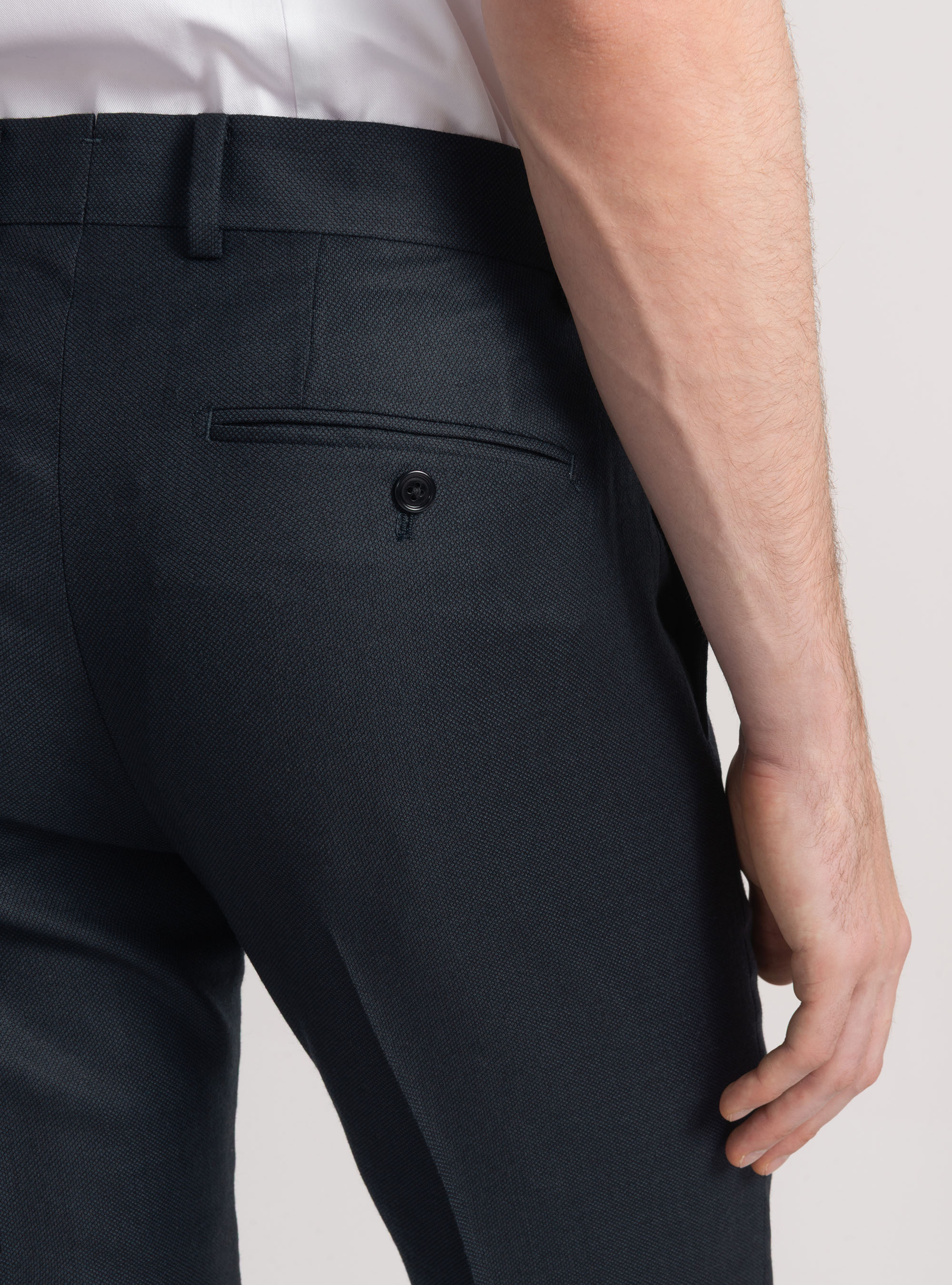 Pantaloni per abito in lana occhio di pernice Vitale Barberis Canonico, BLU NAVY