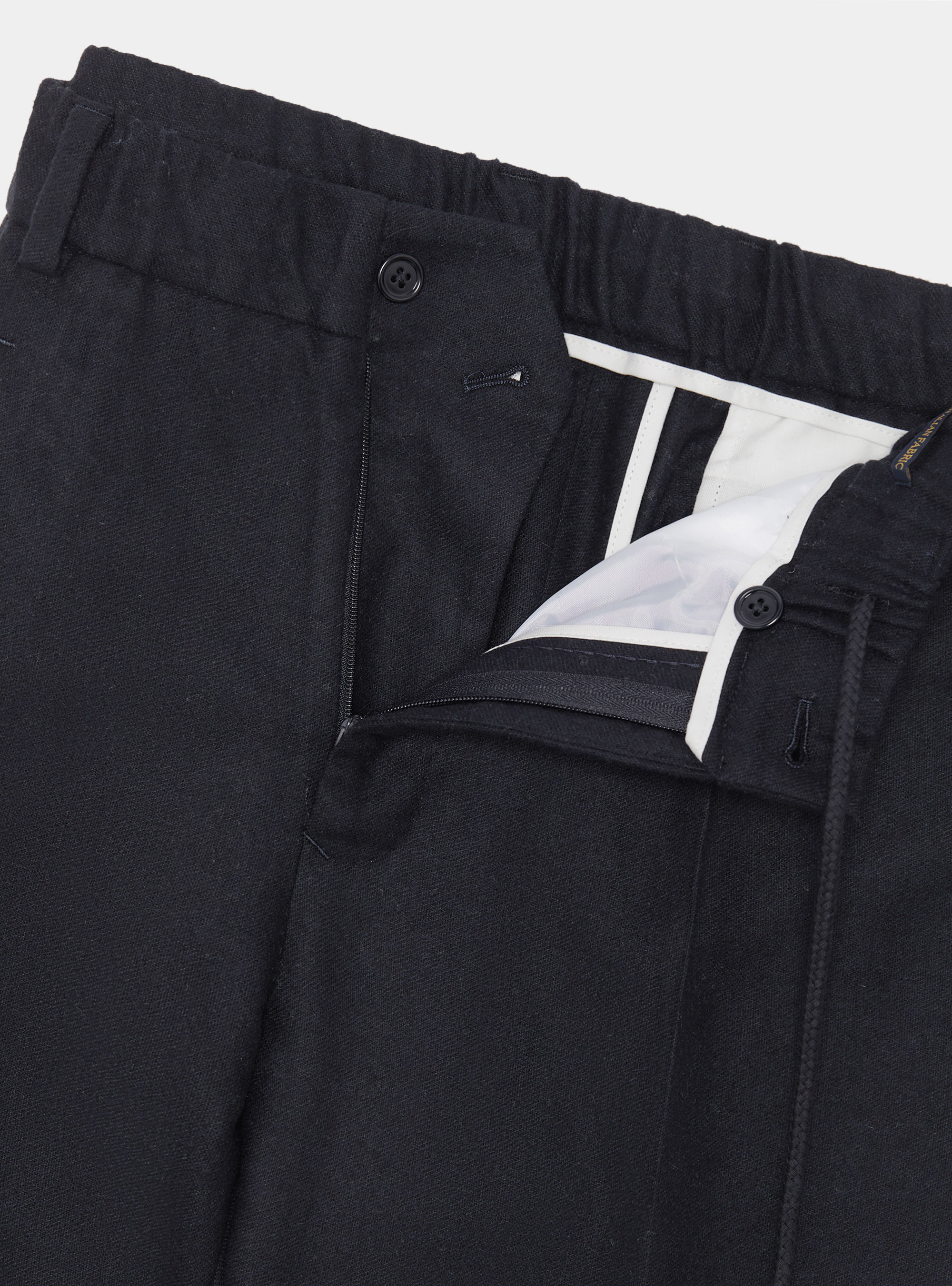 Pantaloni leggeri con pince e coulisse in misto lana, NAVY DARK 0219C