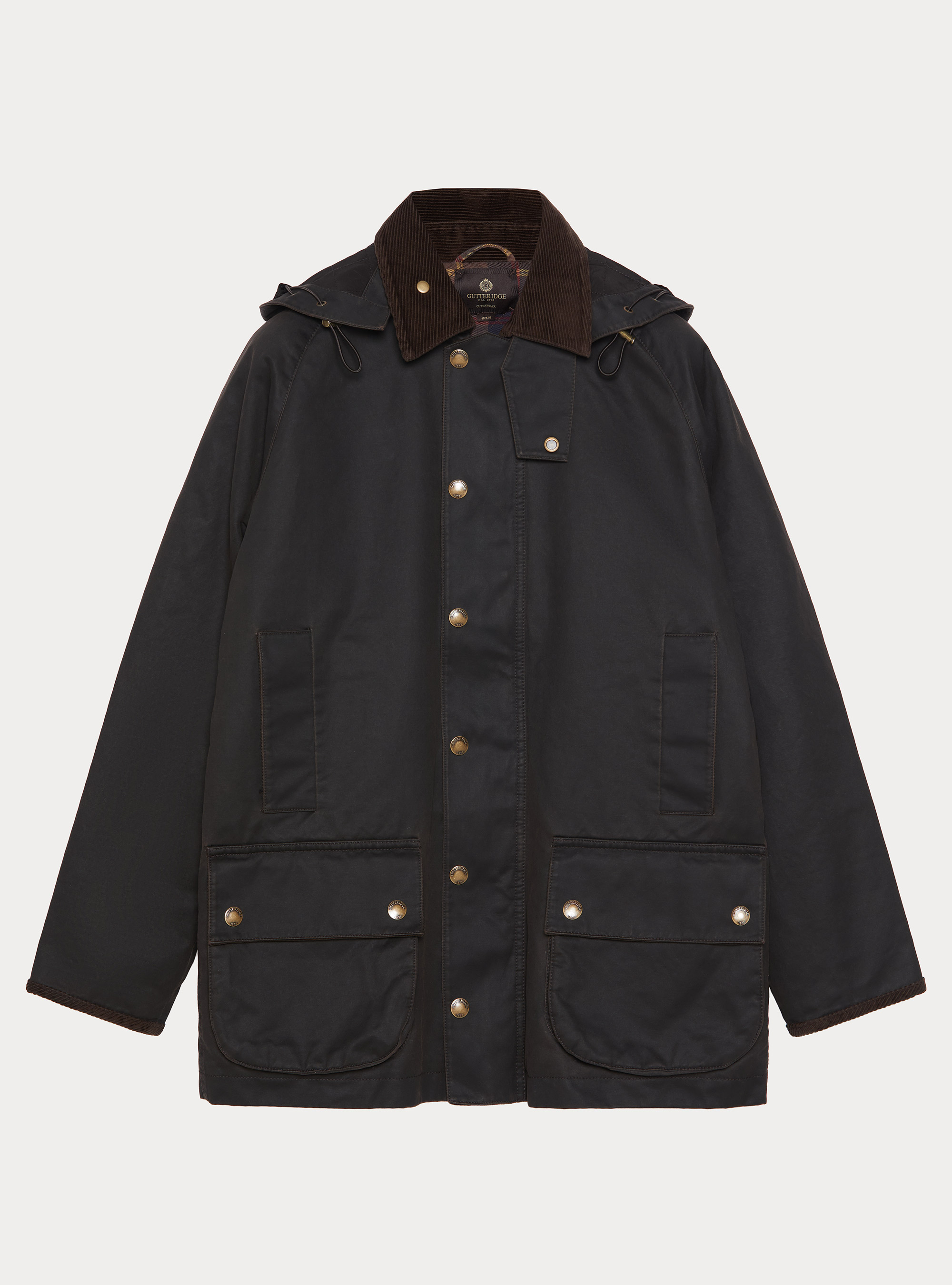 Cotton-blend waxed jacket, BROWN