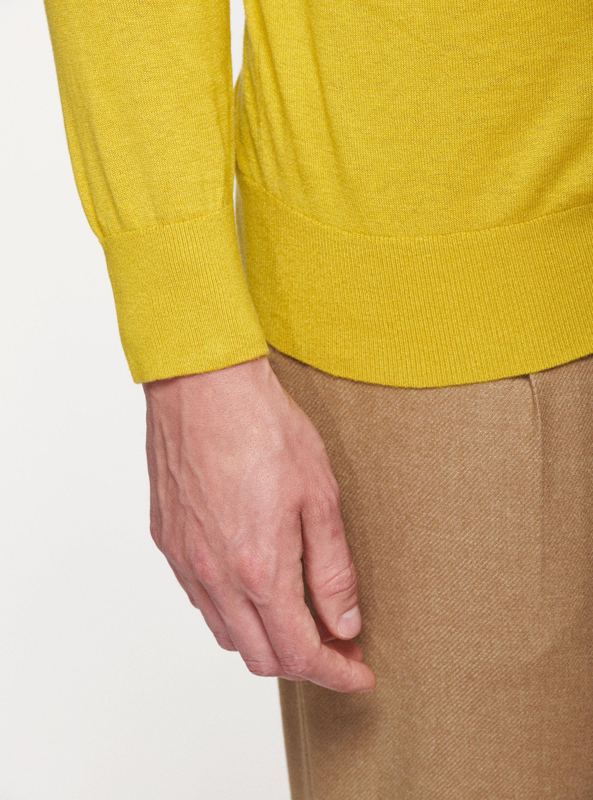 Maglia girocollo in cotone seta e cashmere, 0711C OCRA