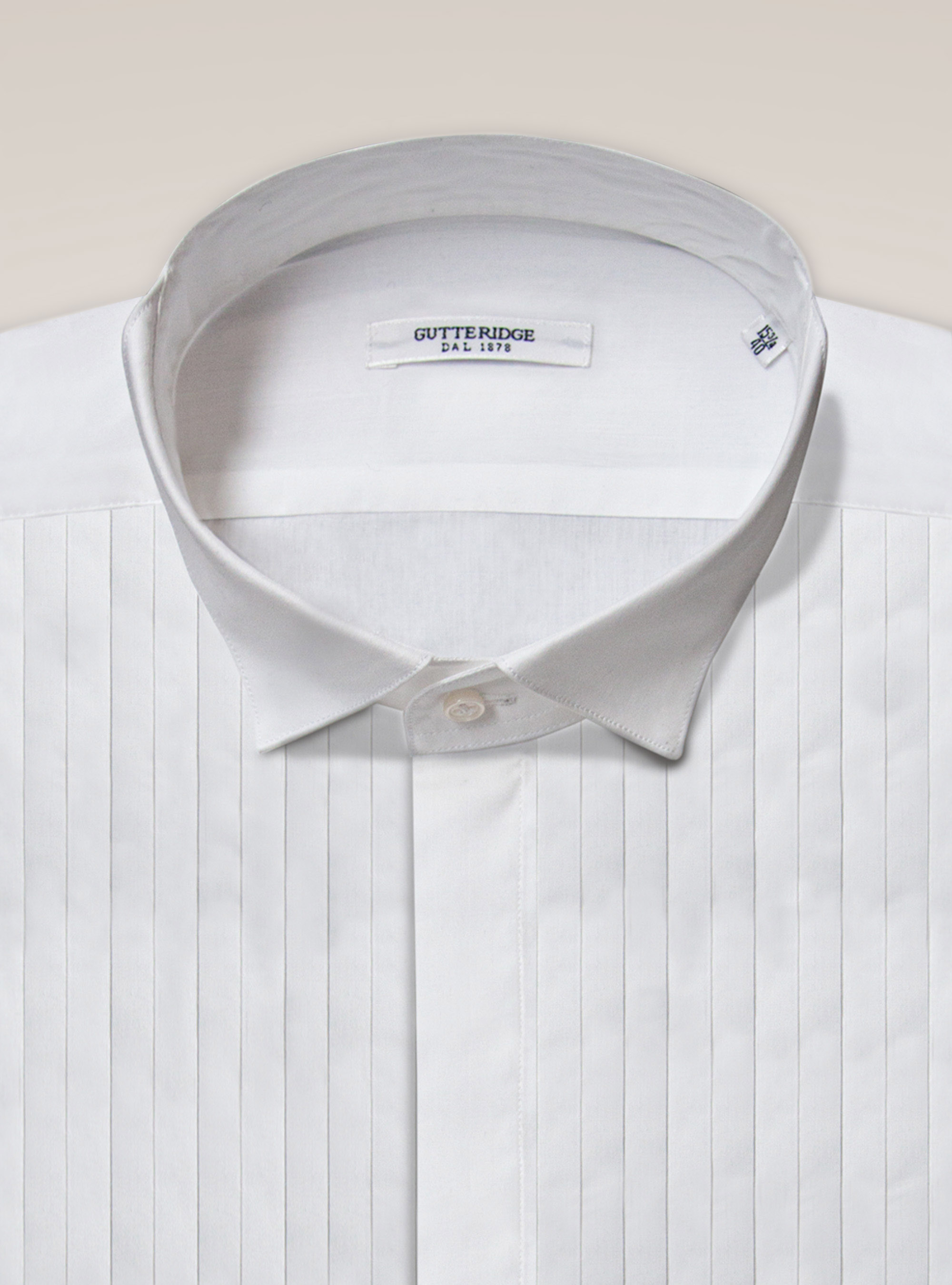 Camicia smoking collo diplomatico con polso gemelli, BIANCO