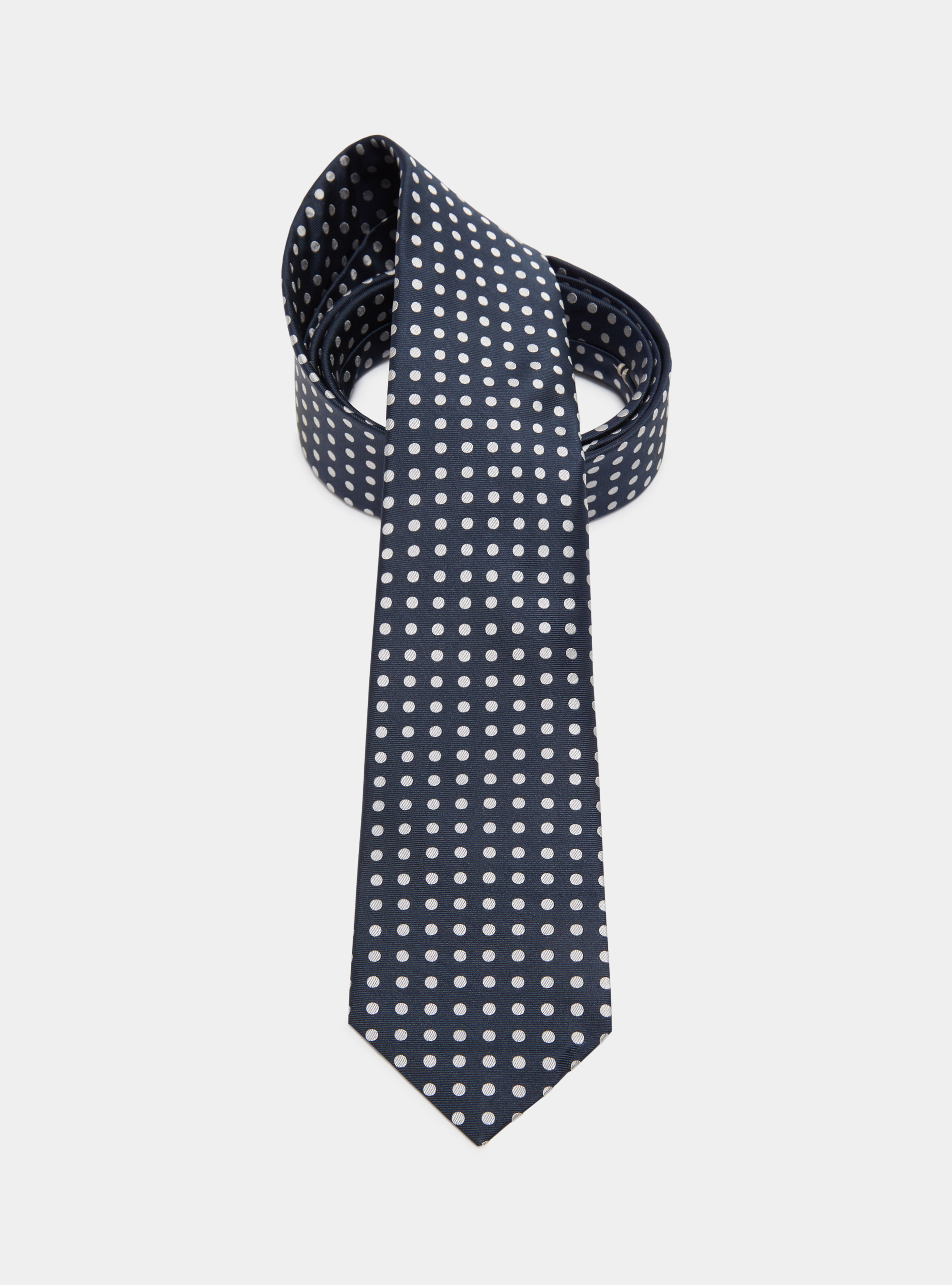 Polka Dot Silk Tie, NAVY BLUE
