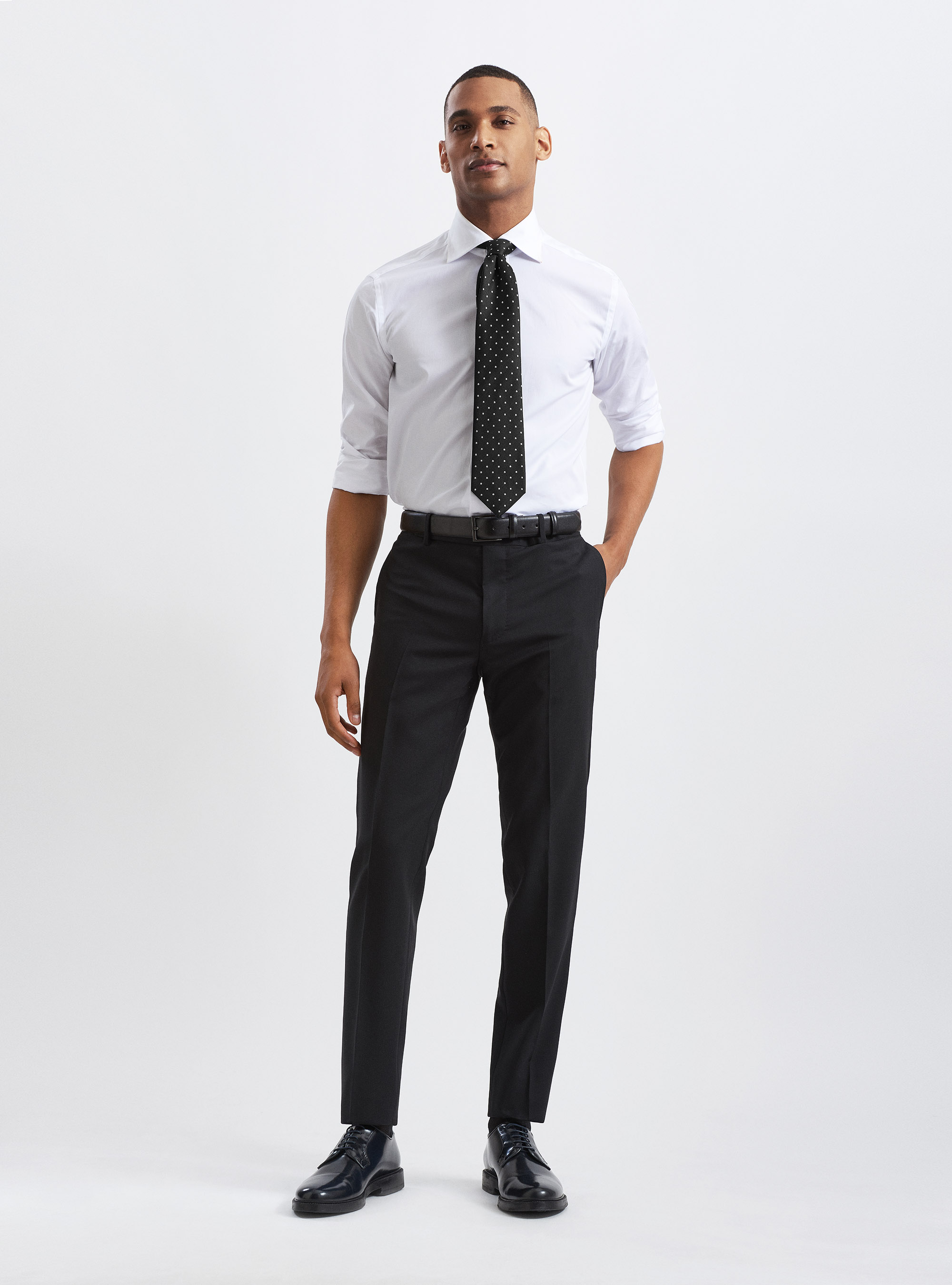 Pantaloni per abito in pura lana tessuti Vitale Barberis Canonico, NERO