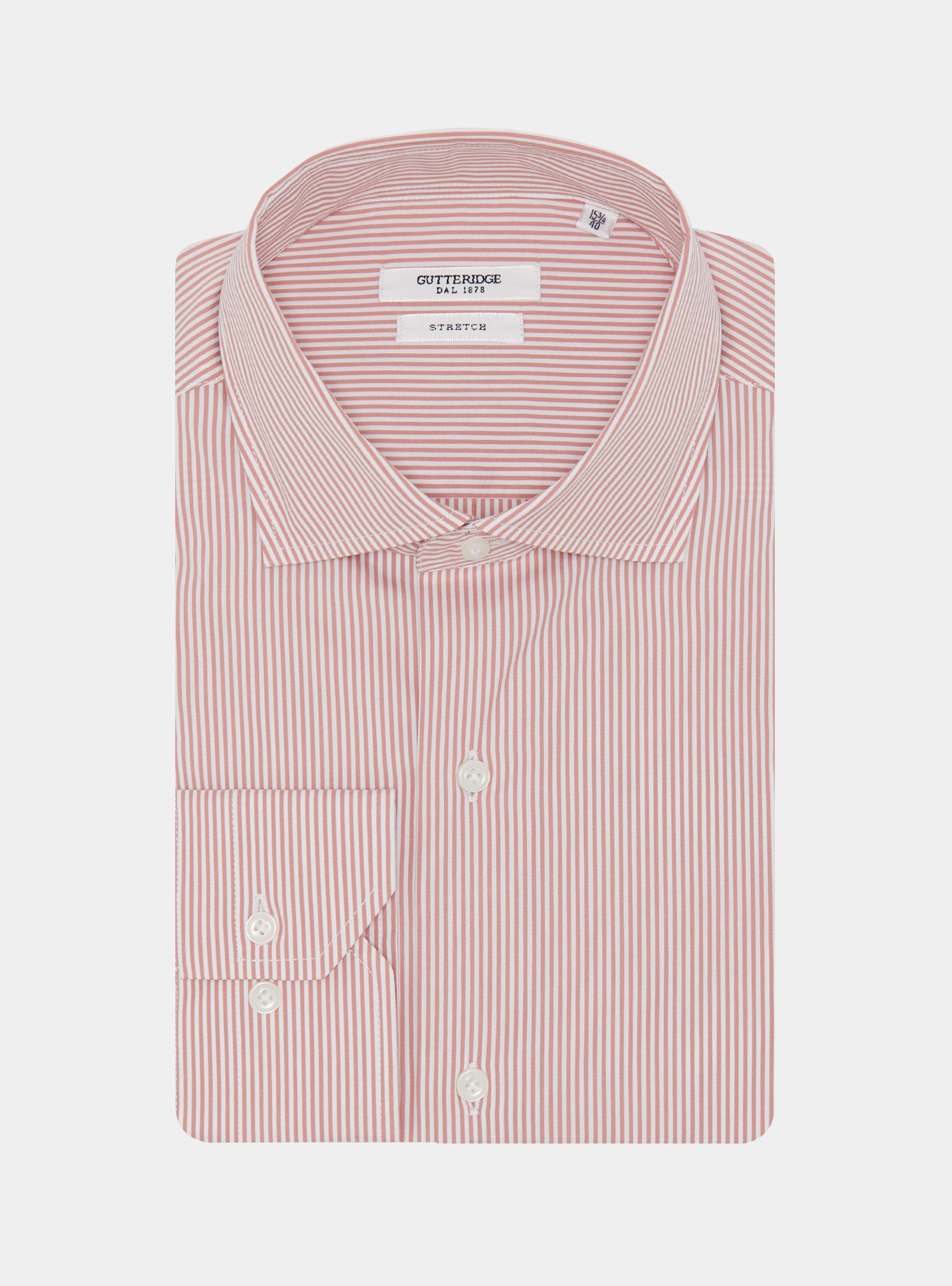 Chemise à rayures en popeline stretch, ROSA SALMONE 0468C